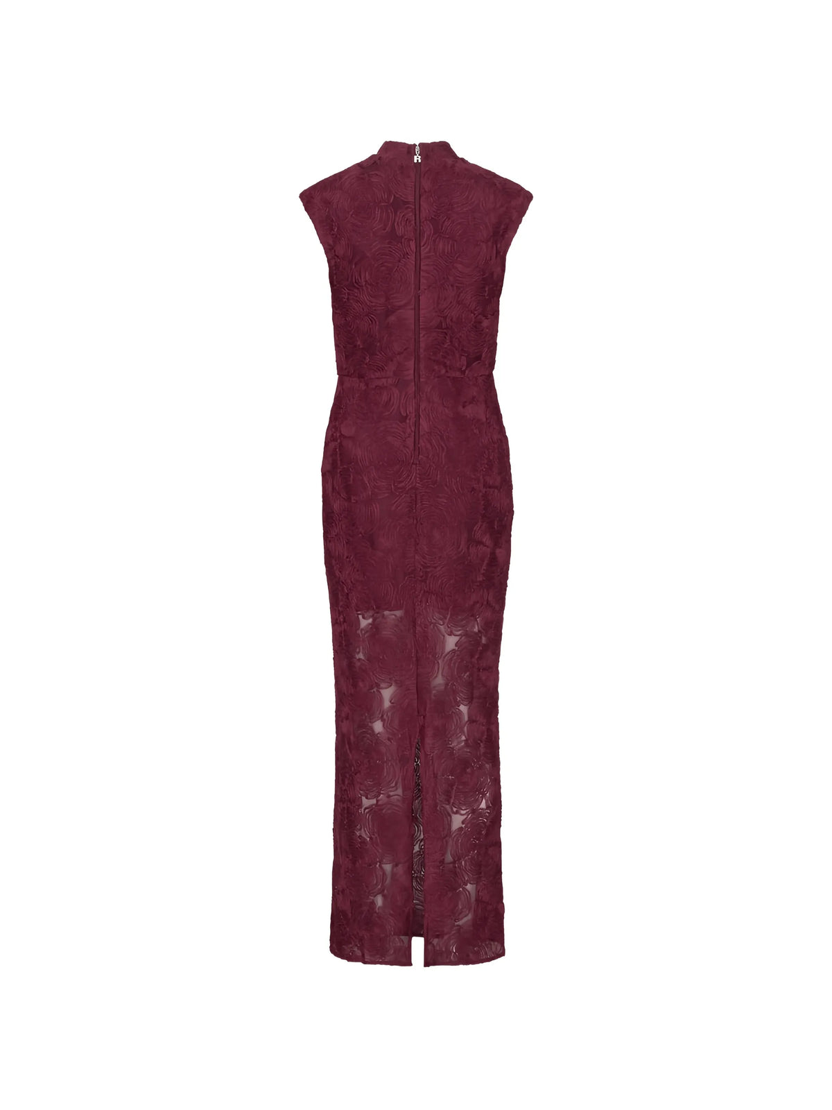 flower mesh maxi dress bordeaux