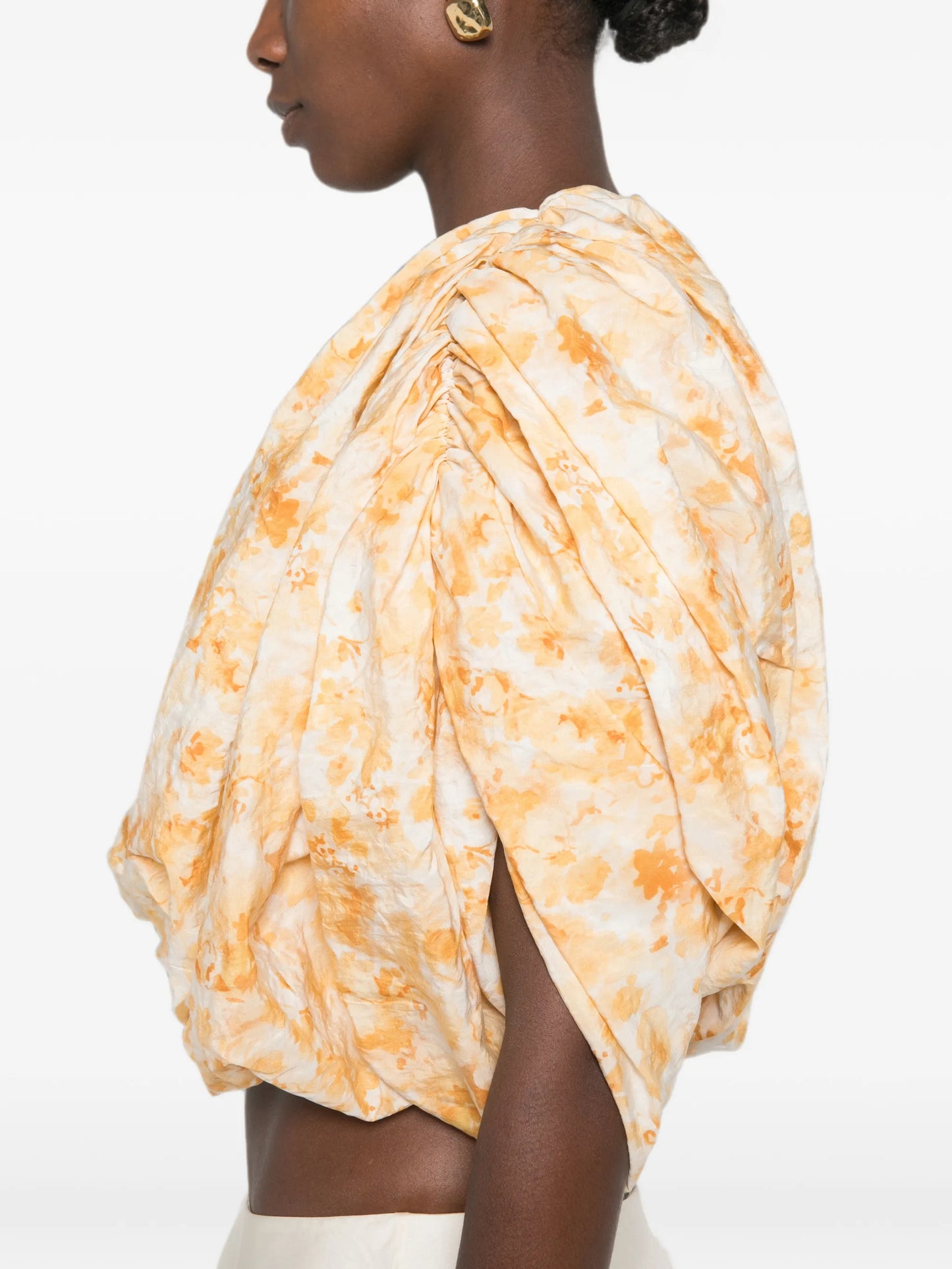 floral-print puff-sleeve blouse