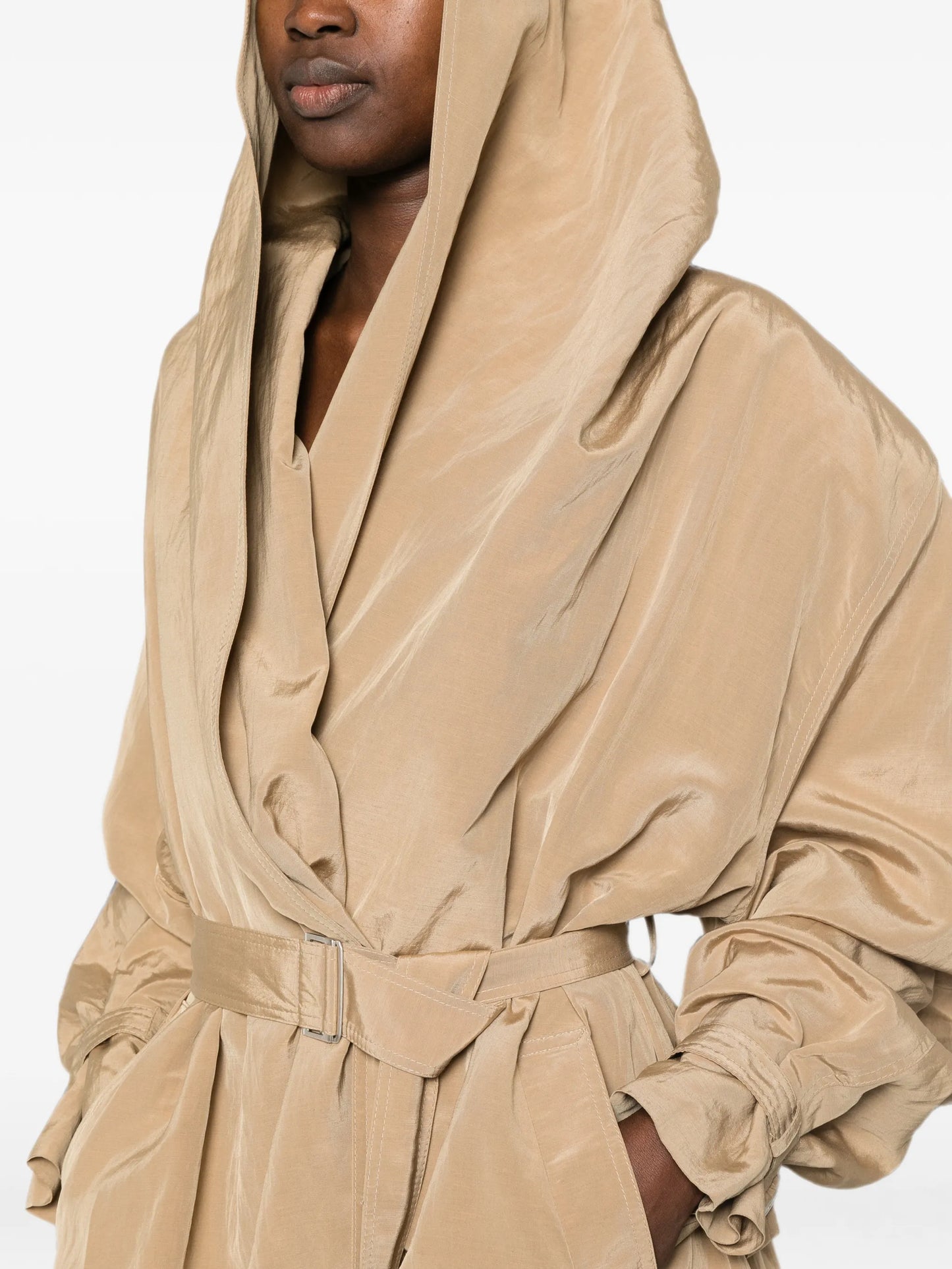 belted hooded coat