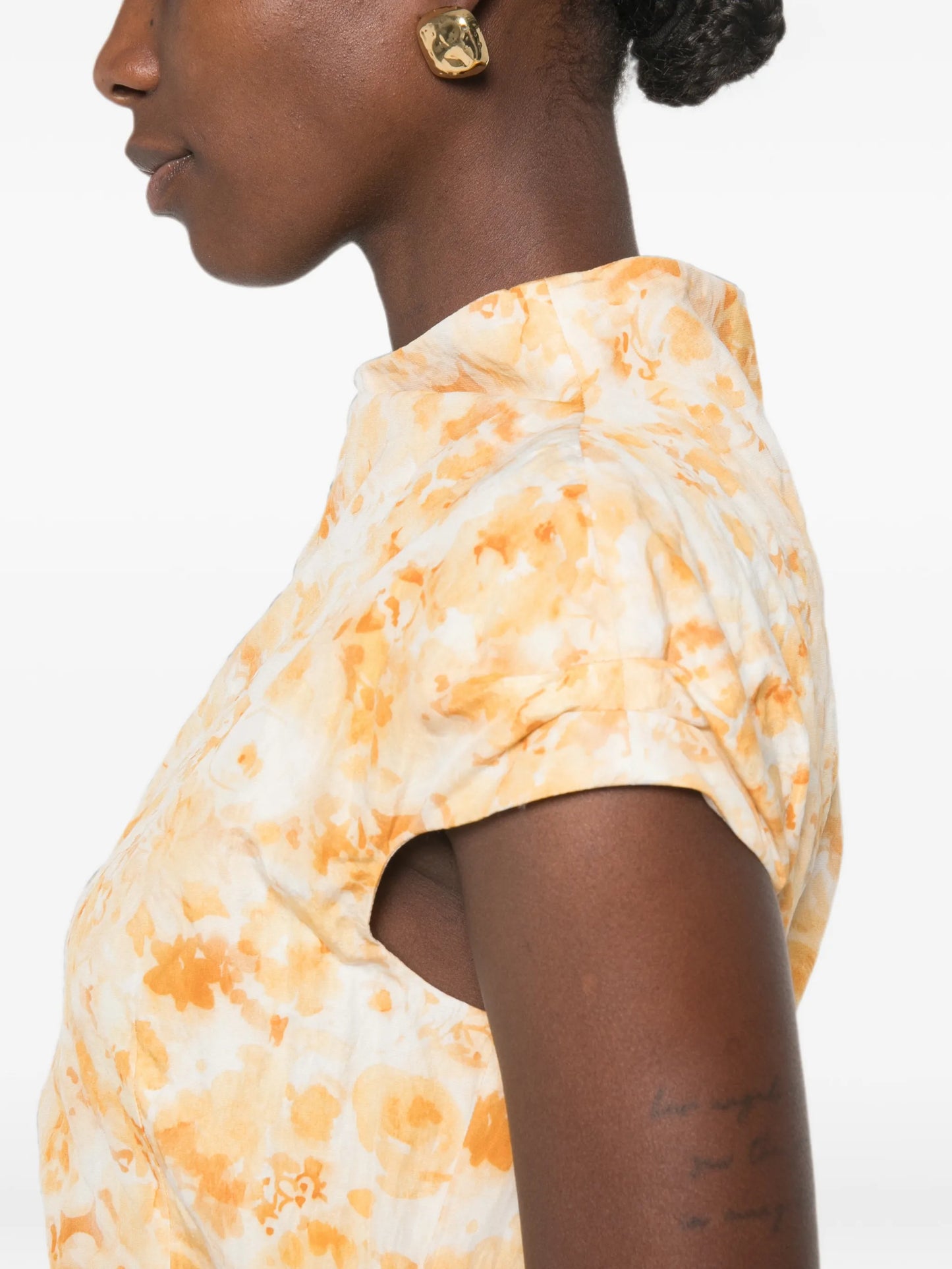 floral-print ruched mini dress