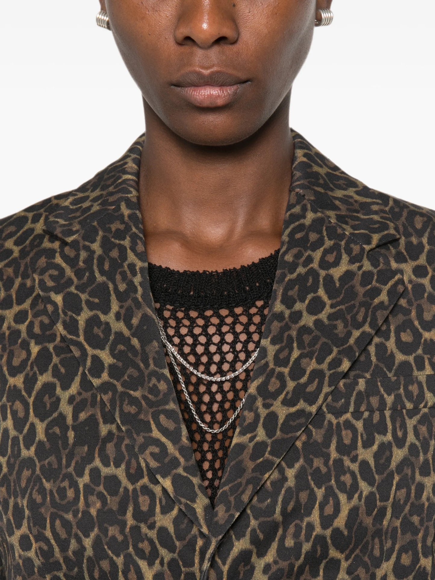 leopard-print buttoned blazer