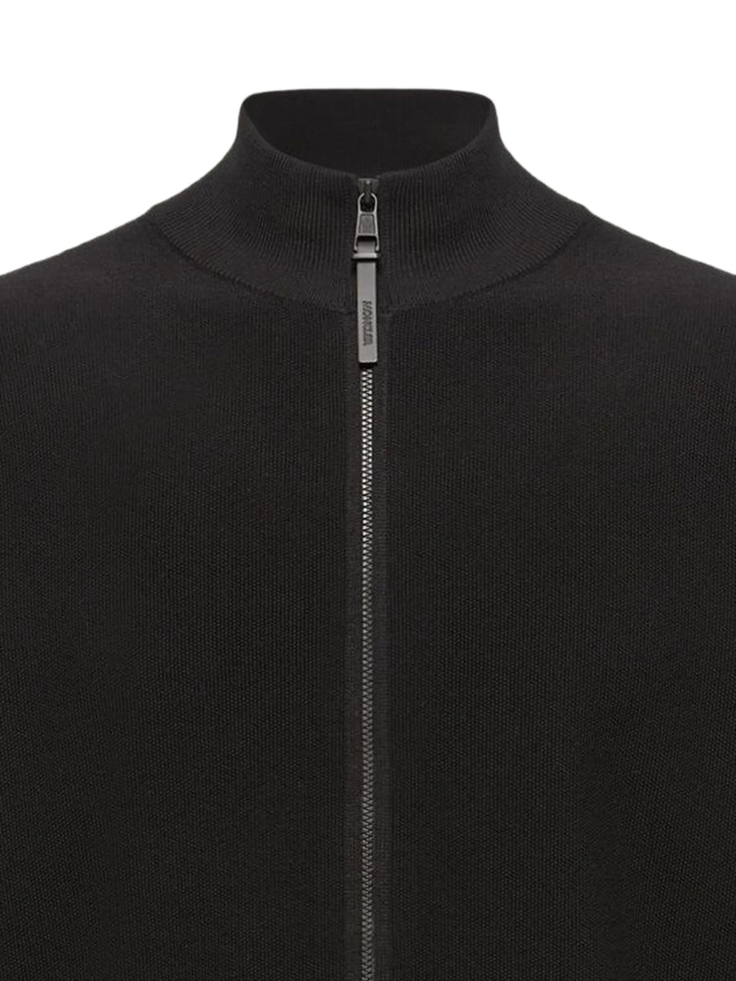 zip-up knitted sweater