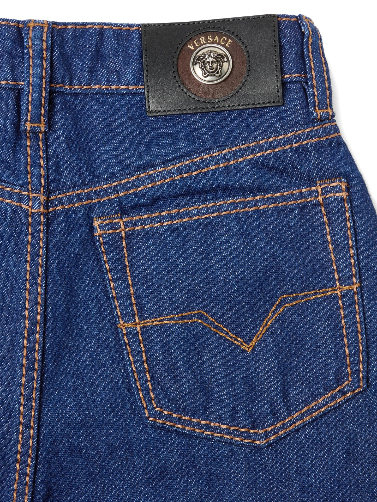 contrast-stitch tapered jeans