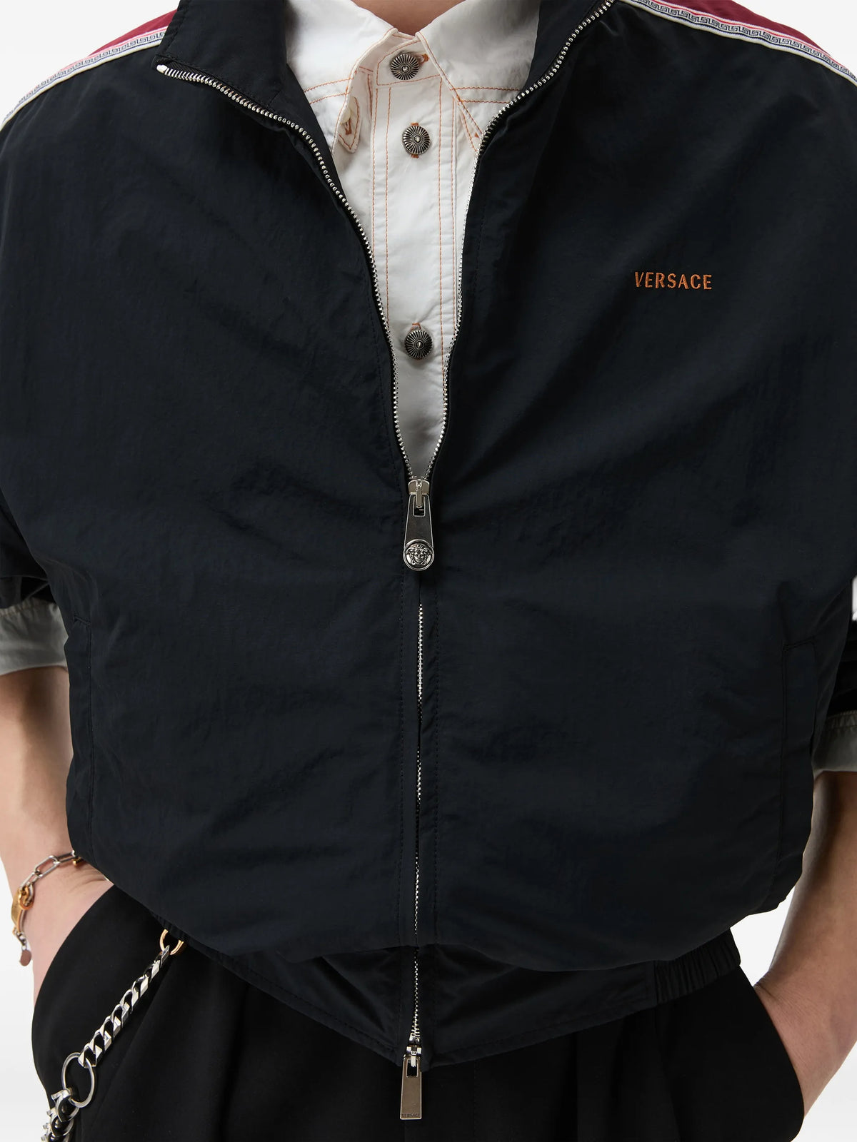 embroidered-logo nylon blouson