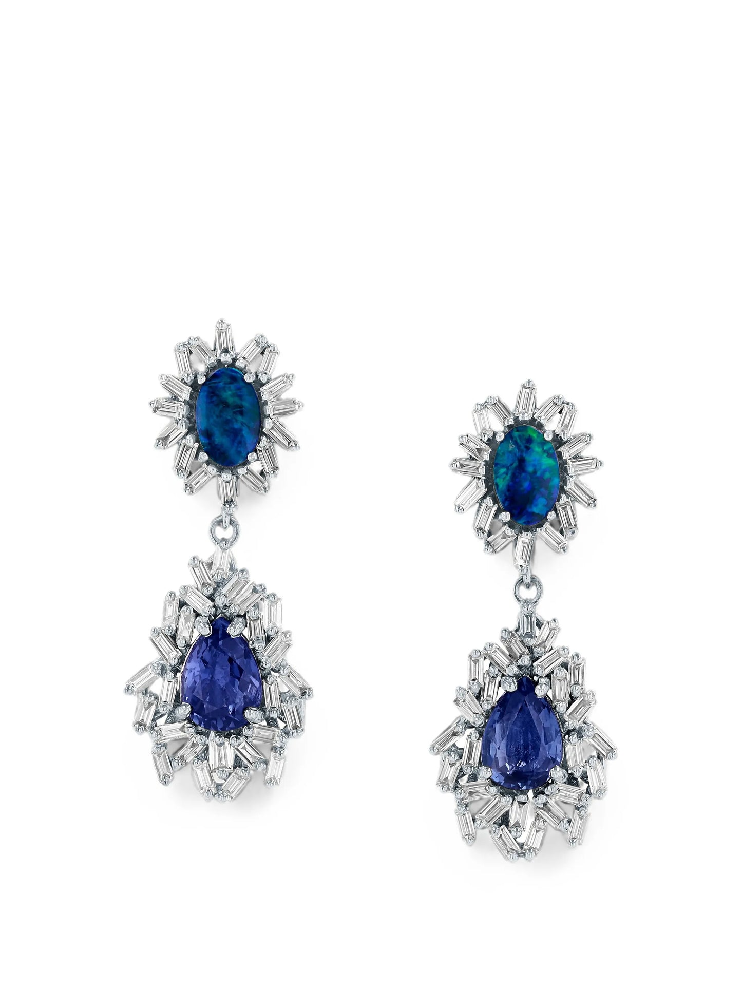 opal and sapphire drop earrings