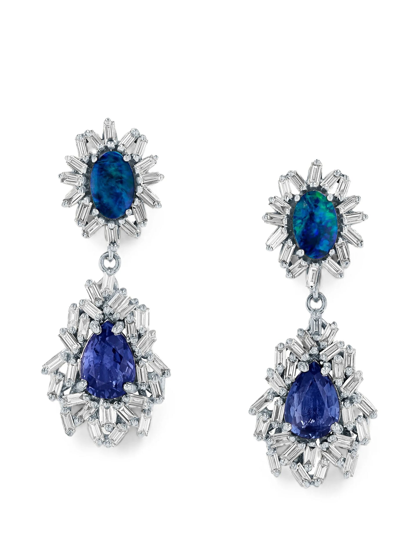 One of a Kind opal and sapphire-embellishment earrings