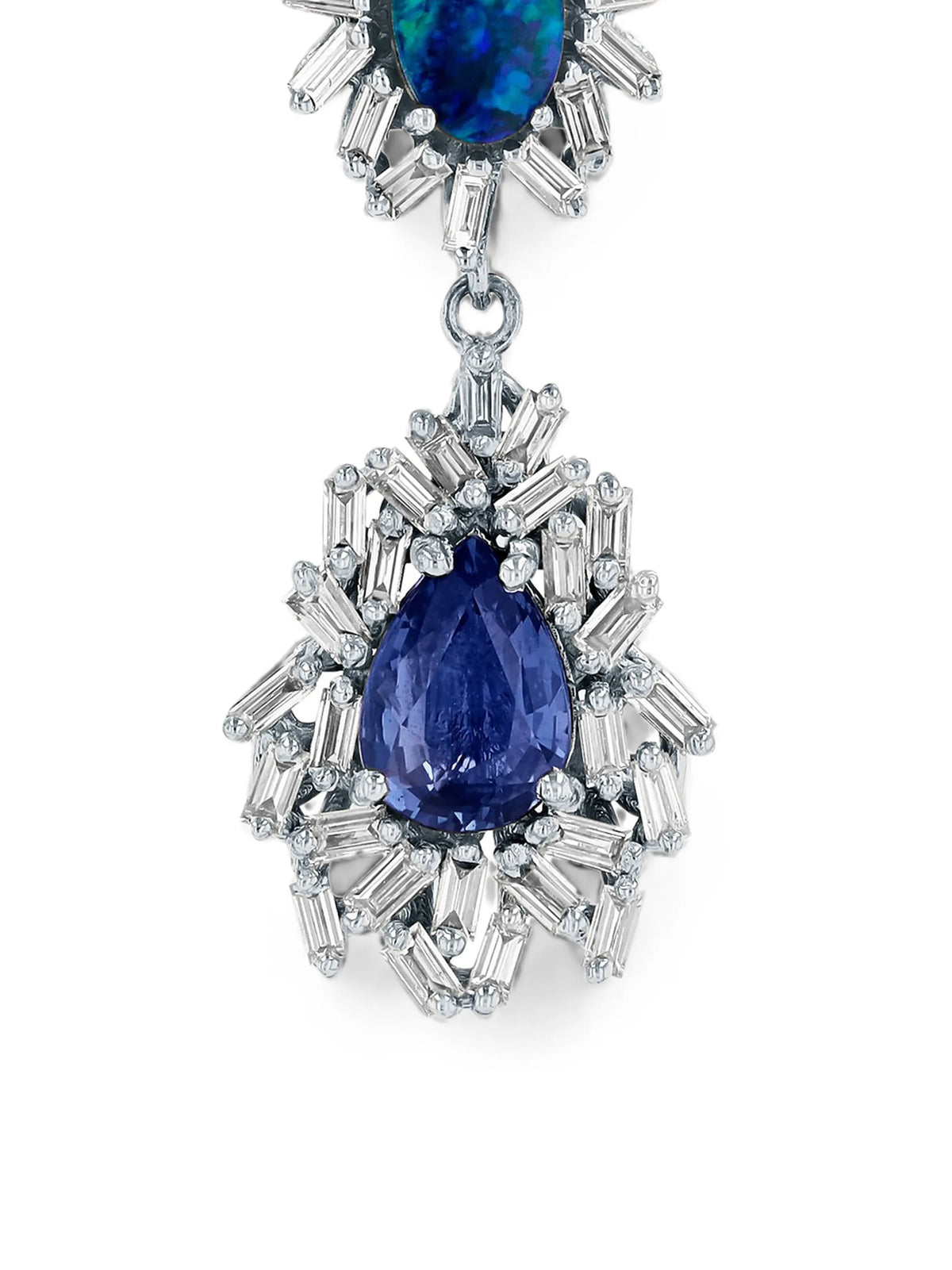 One of a Kind opal and sapphire-embellishment earrings