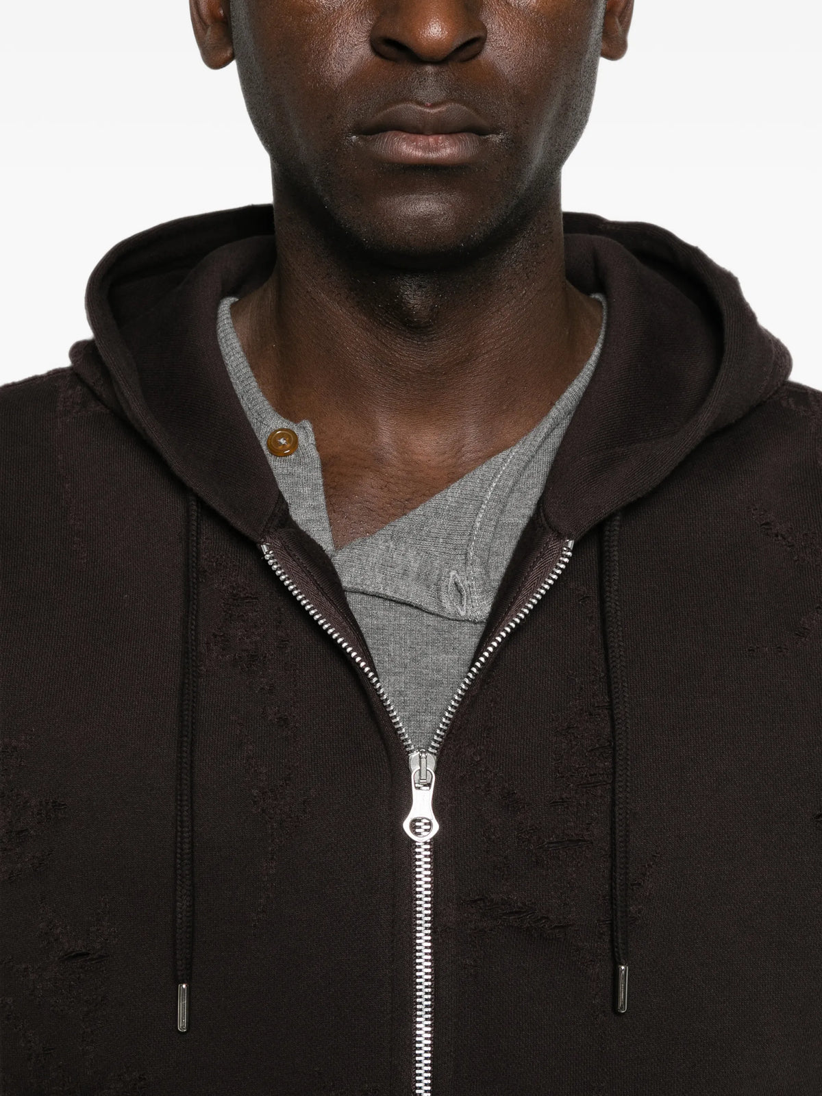 Rascal distressed zip-up hoodie