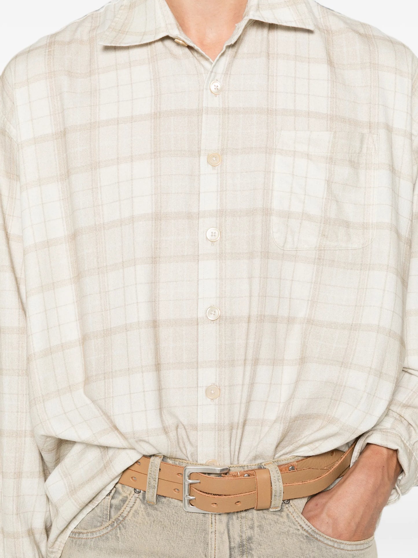 Borrowed check-print shirt
