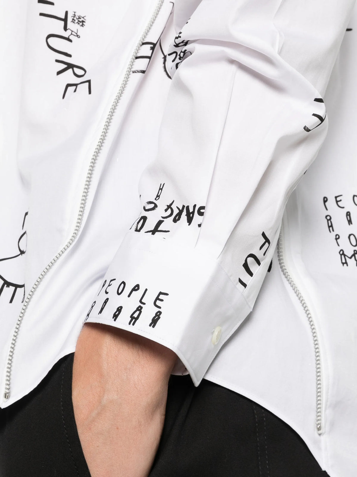 slogan-print zip-detail shirt