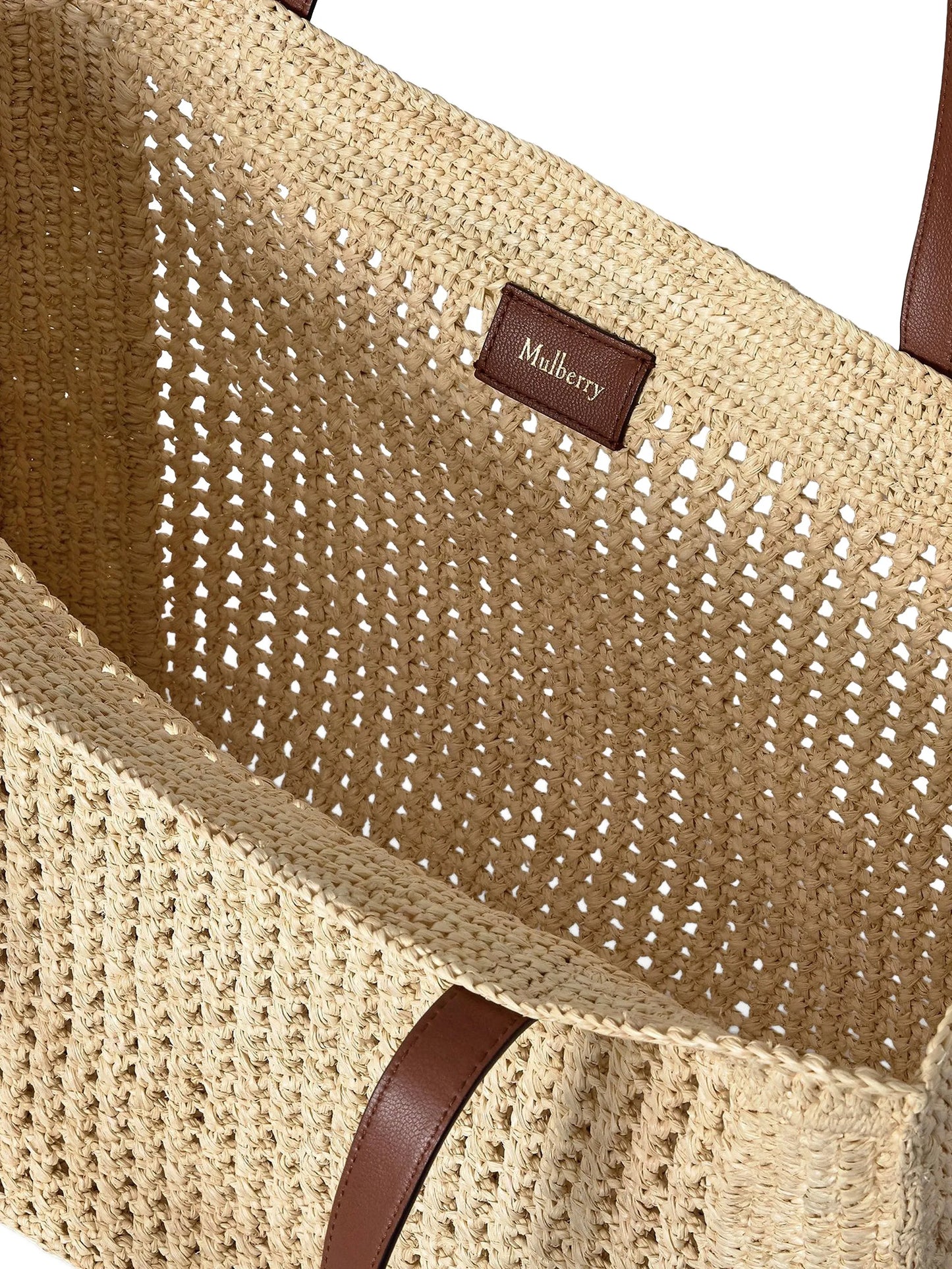crochet raffia tote bag