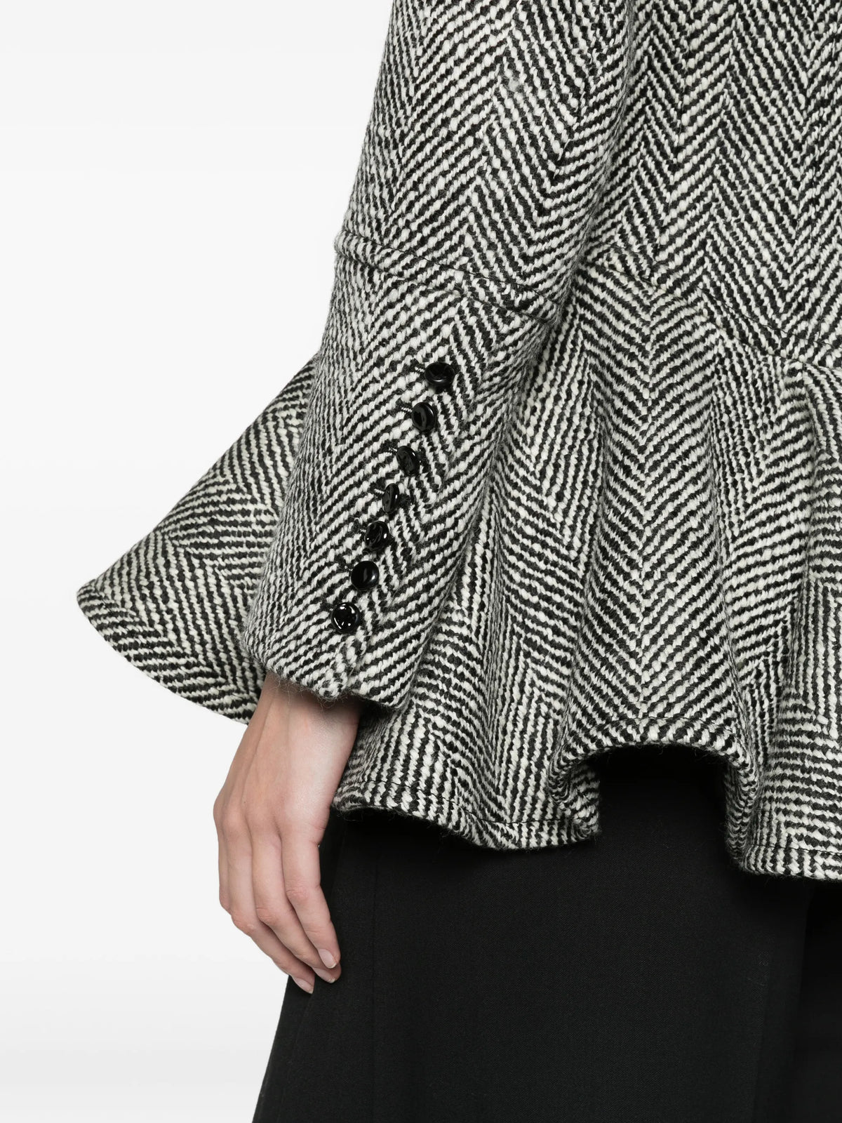double-breasted peplum-hem coat
