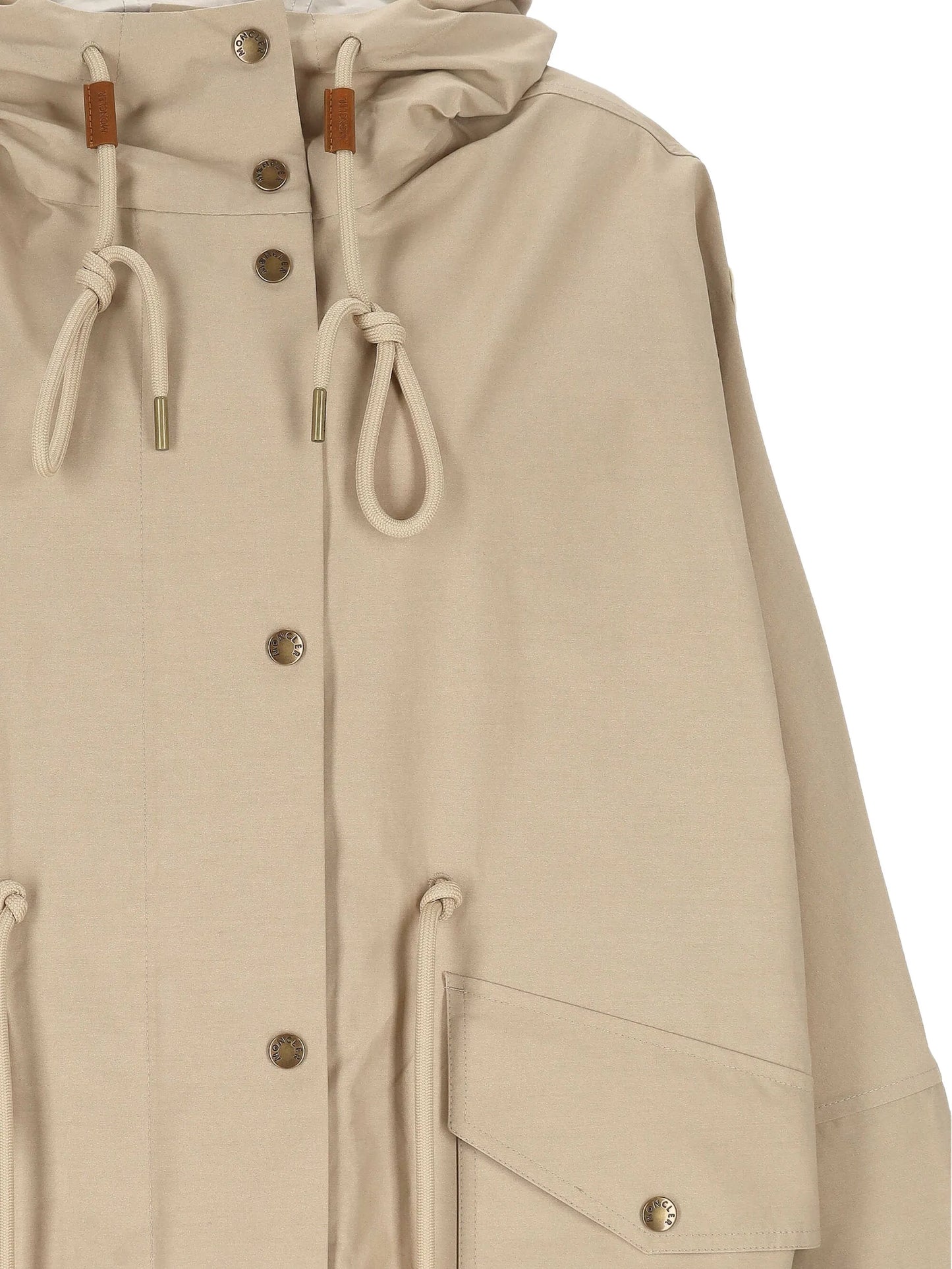 buttoned hooded drawstring coat