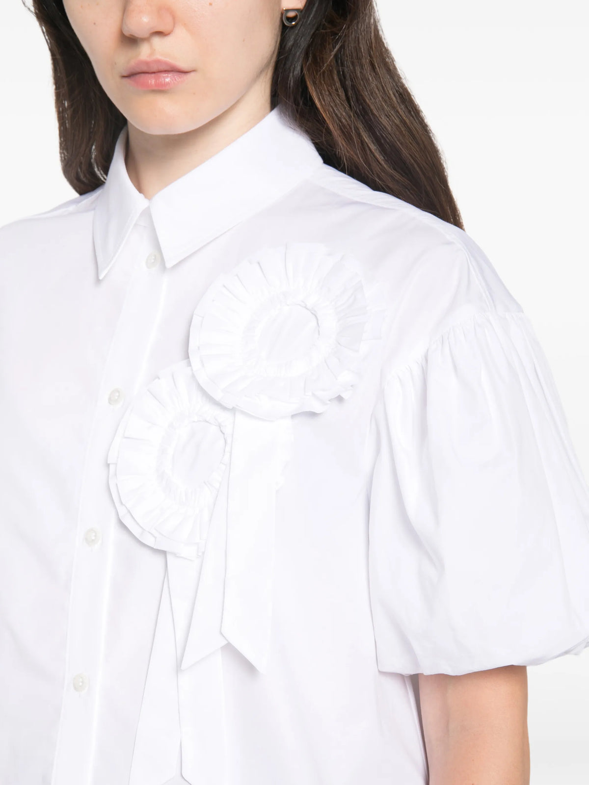 rosette-detail puff-sleeve shirt