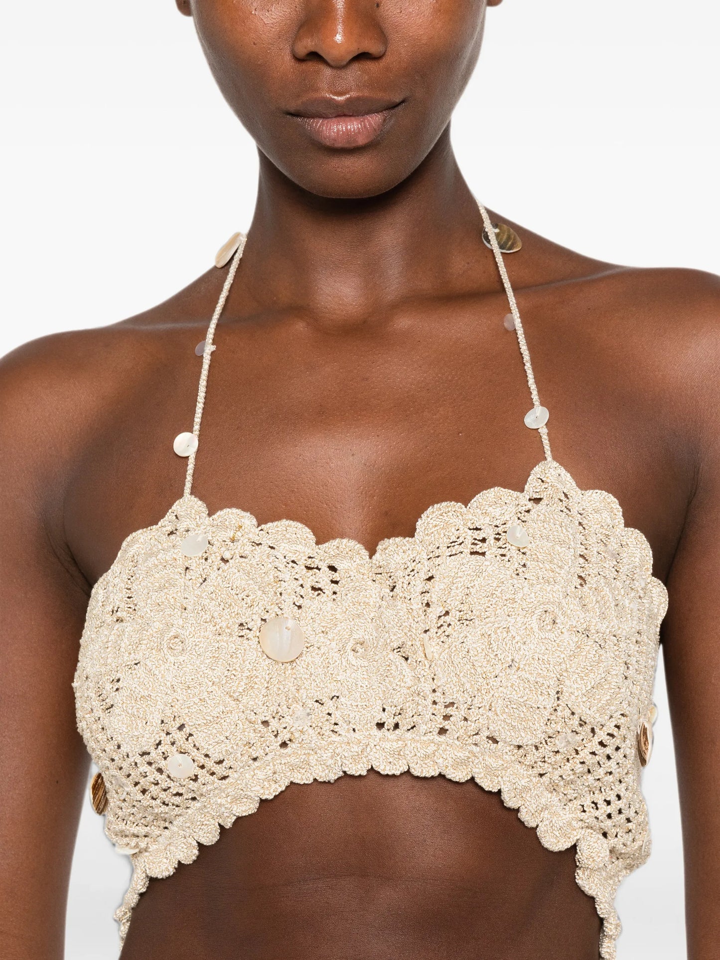 Charlotte crochet shell-embellished top