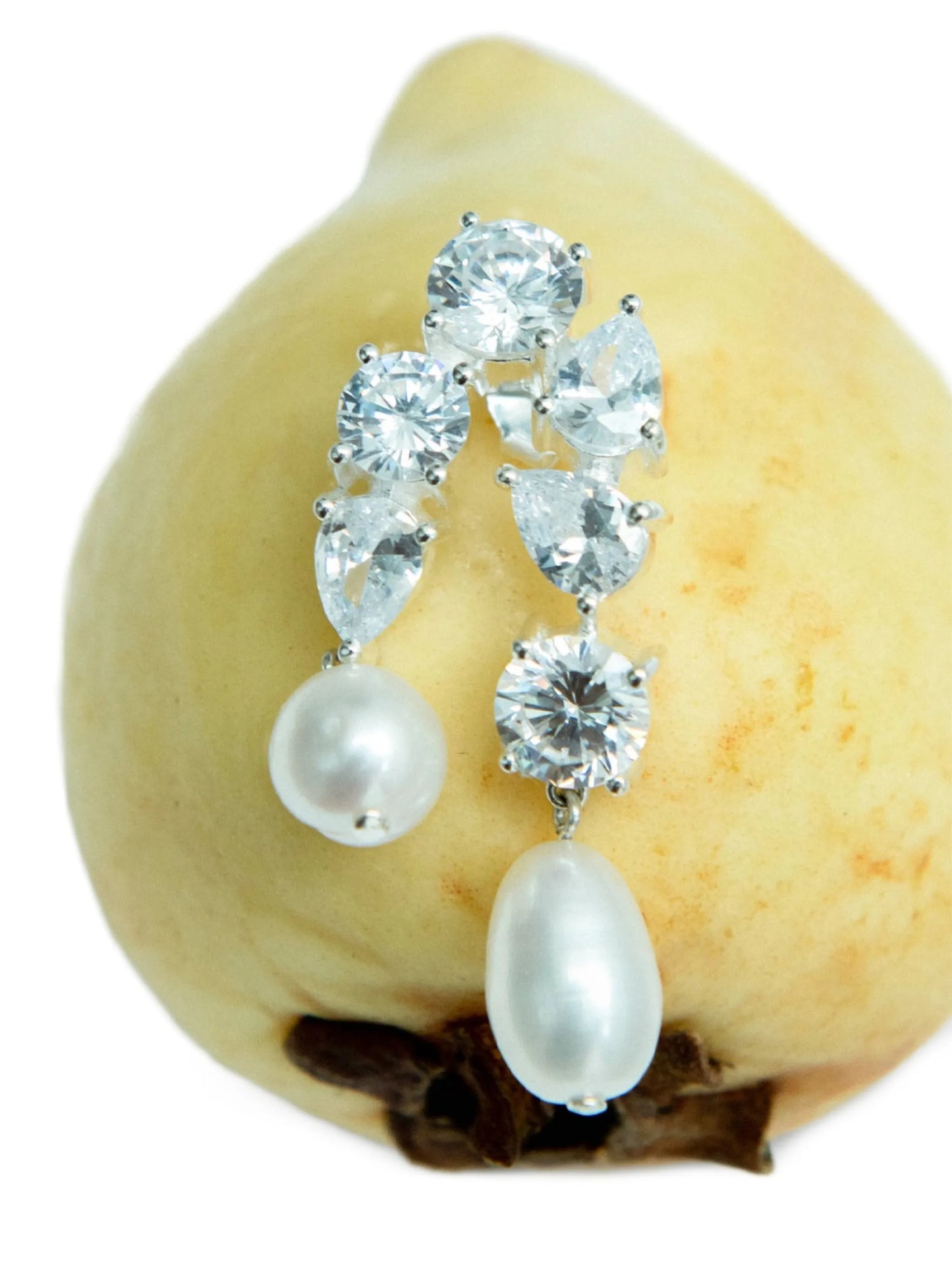 Cascading pearl and zirconia drop earrings
