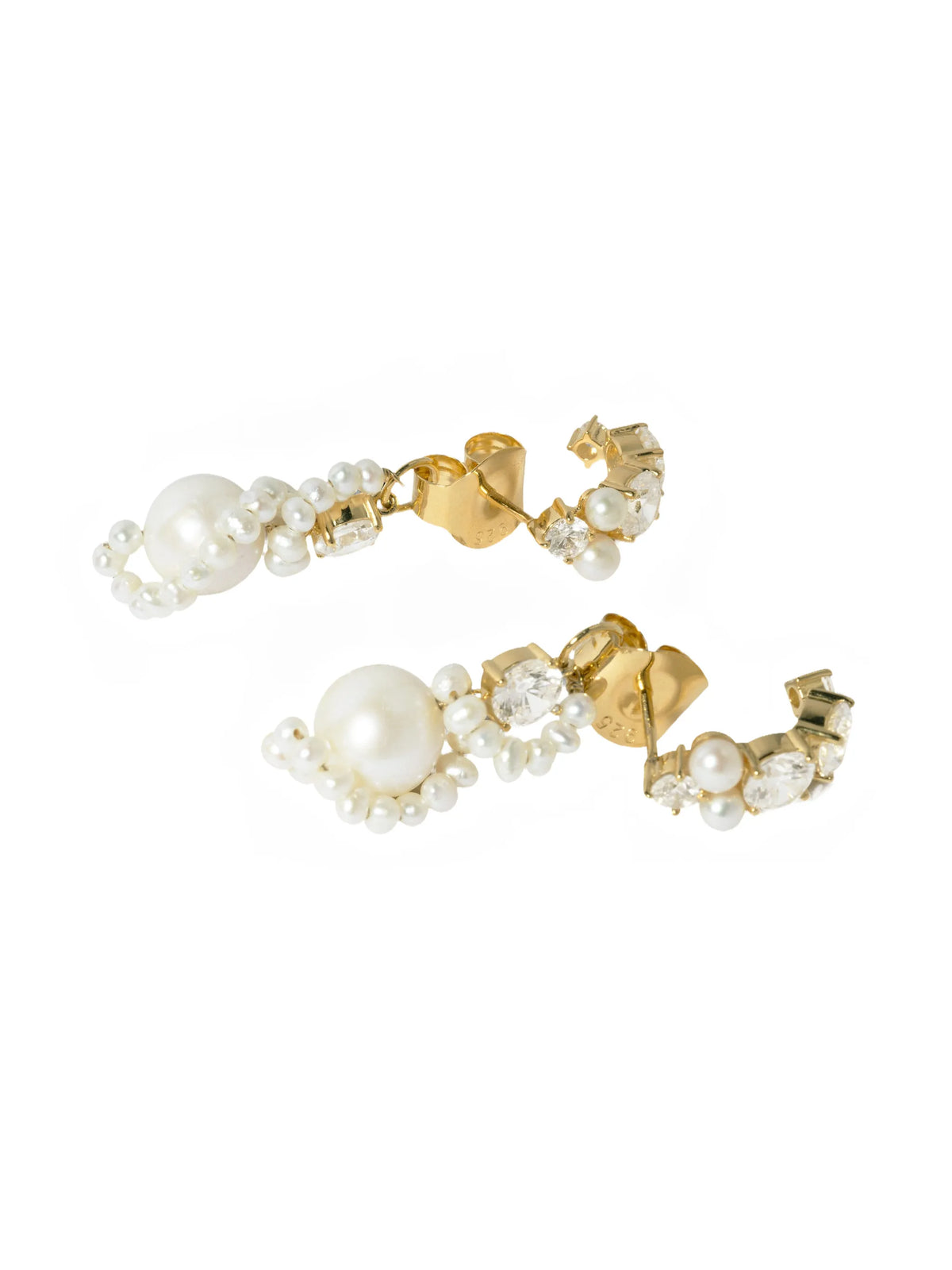 Outcrop pearl and zirconia swirl earrings
