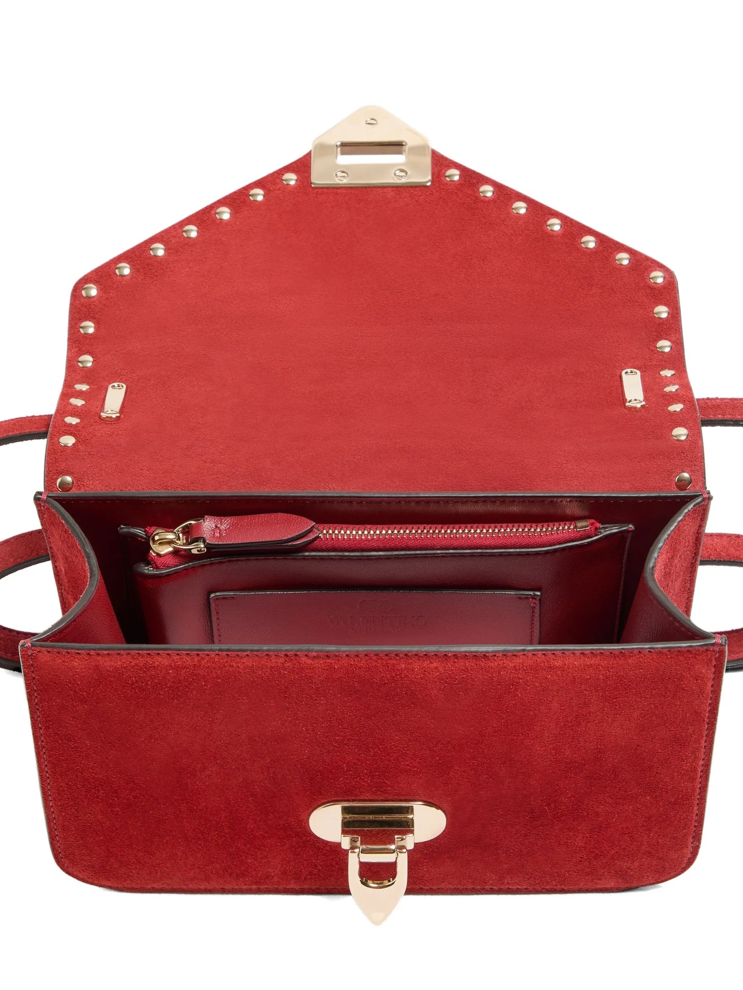 Rockstud small suede crossbody bag