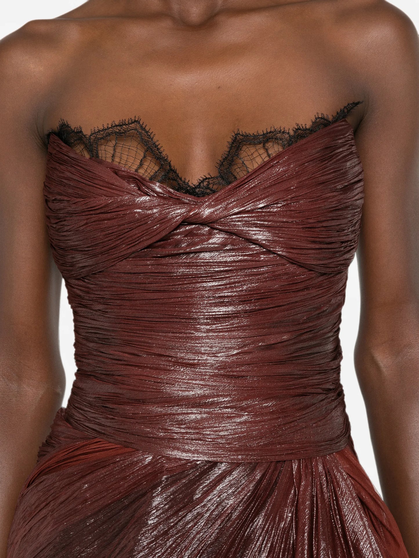 Jolie lace-trim pleated dress