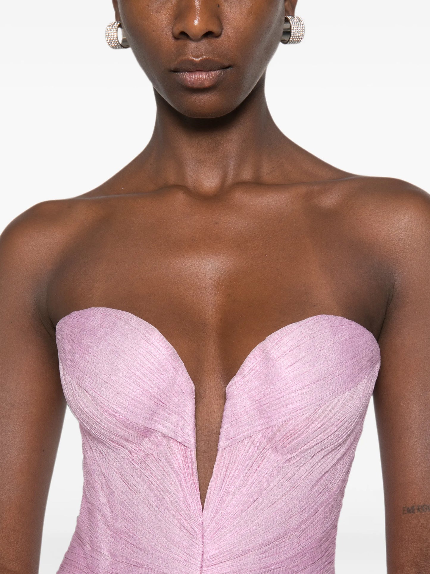 Alessandra pleated corset-style maxi dress