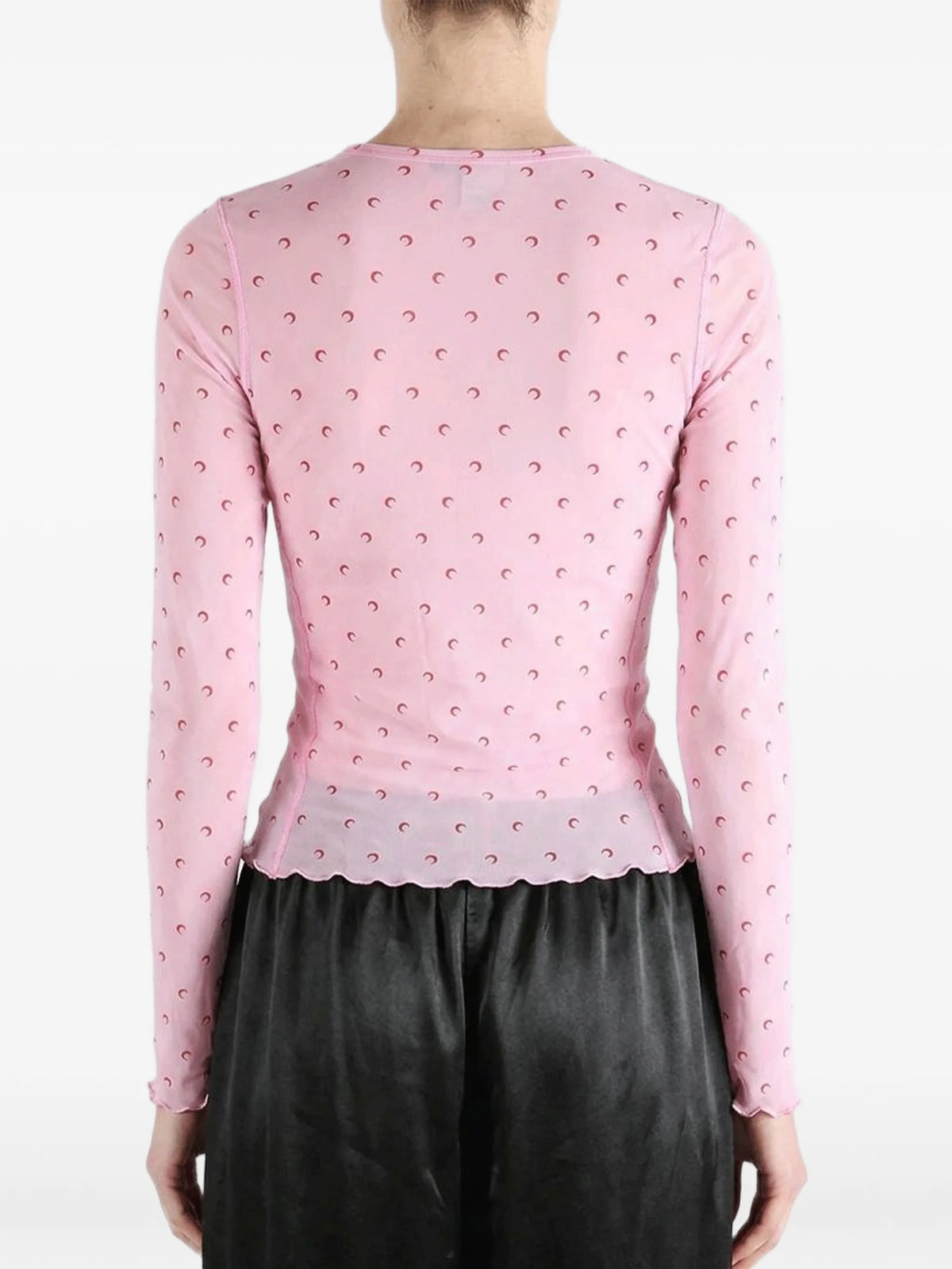 Moon-print lettuce-hem T-shirt