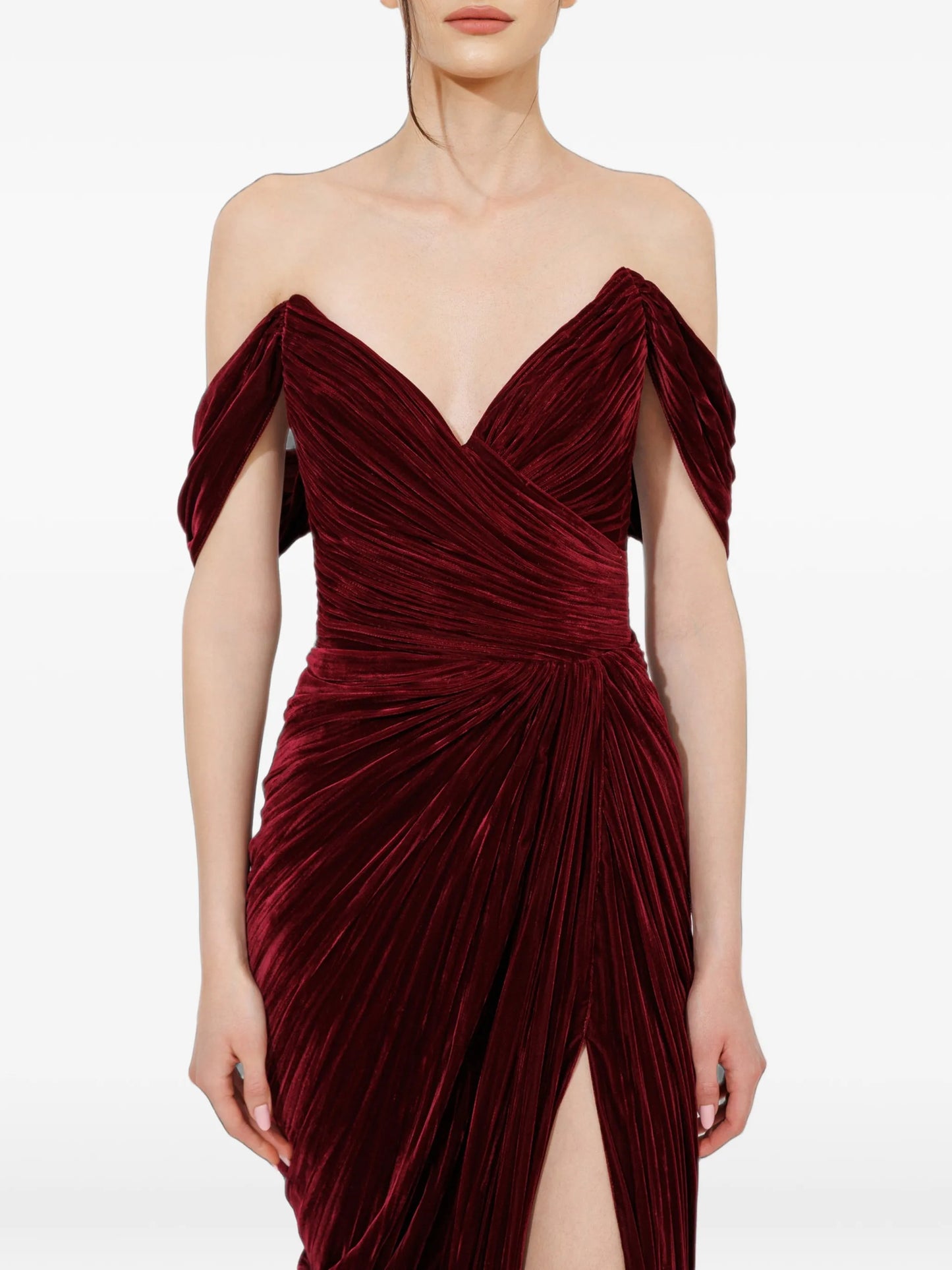 Ganya ruched off-shoulder gown