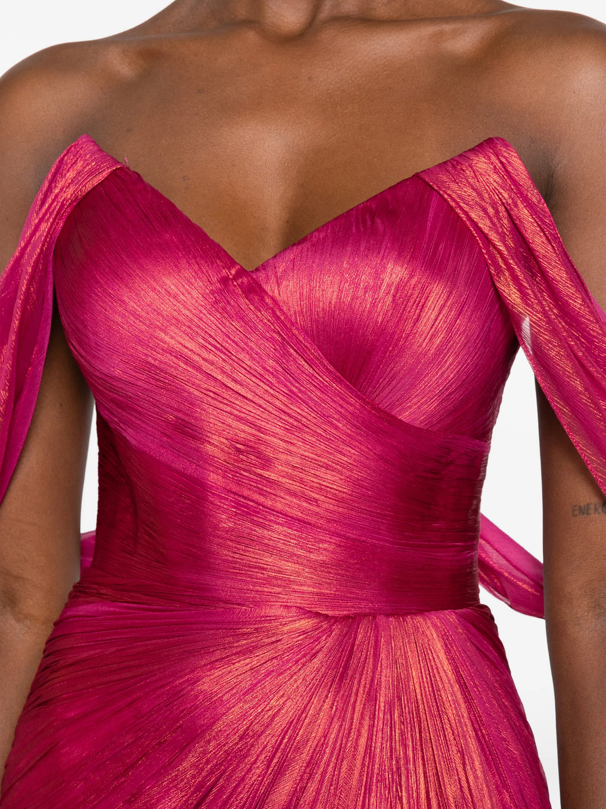 Ganya ruched off-the-shoulder maxi dress