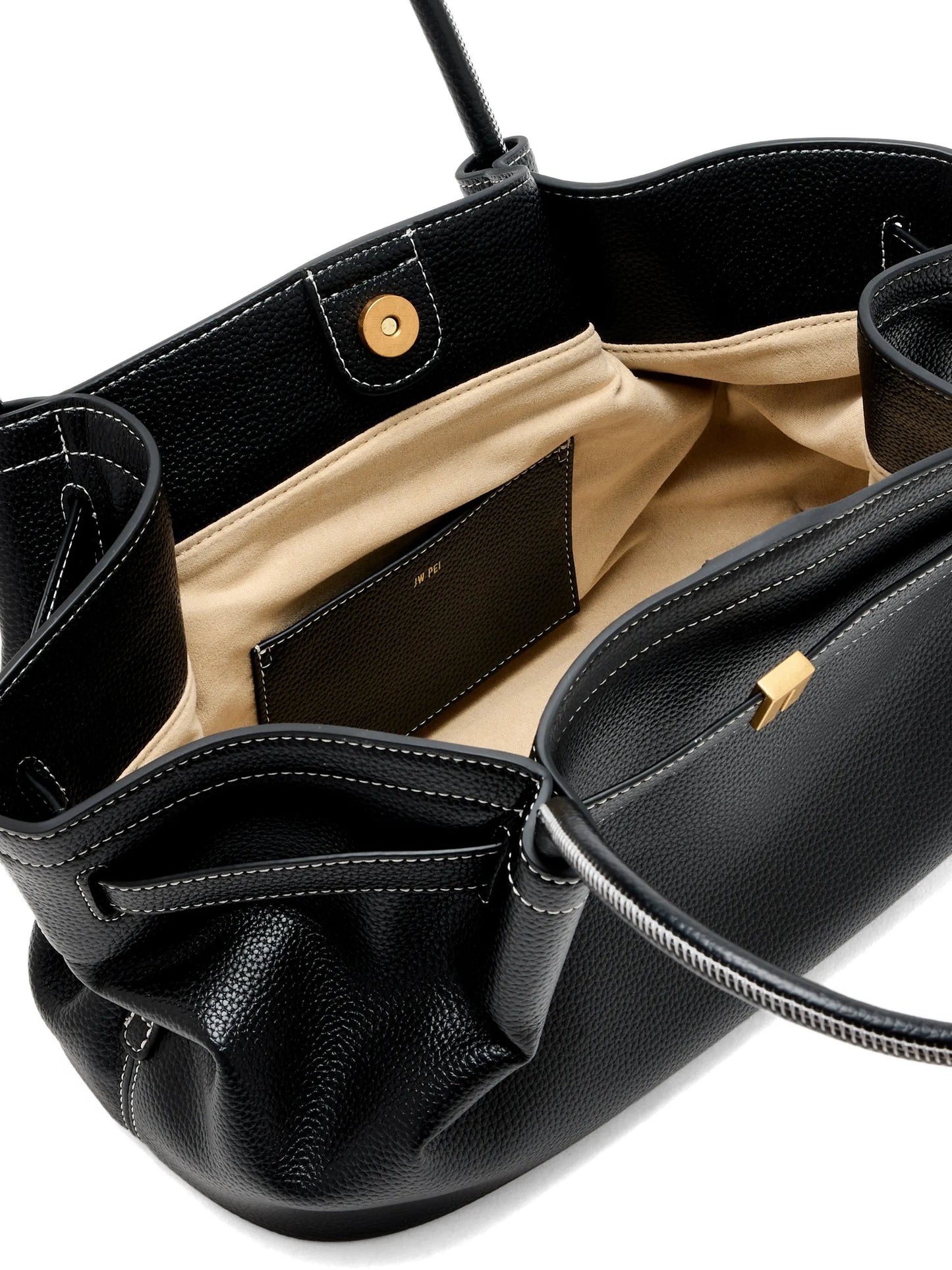 contrast-stitch tote bag