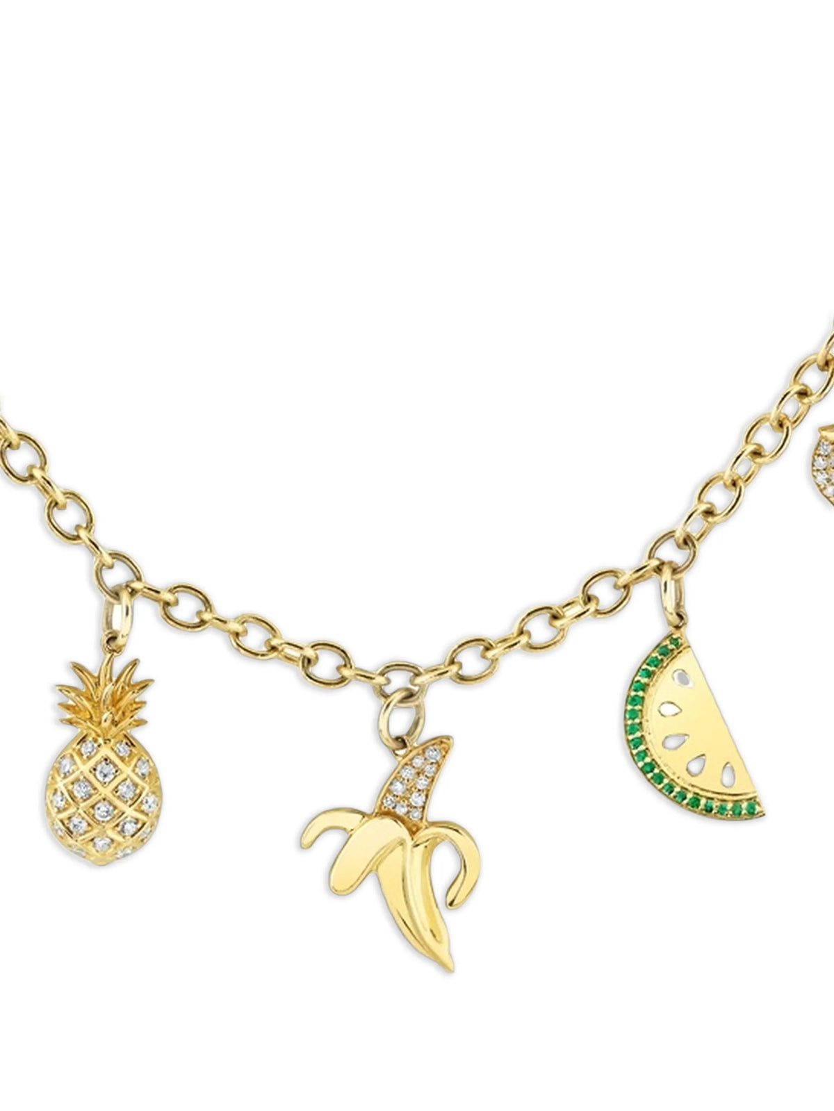 multi-gemstone fruit-charm necklace