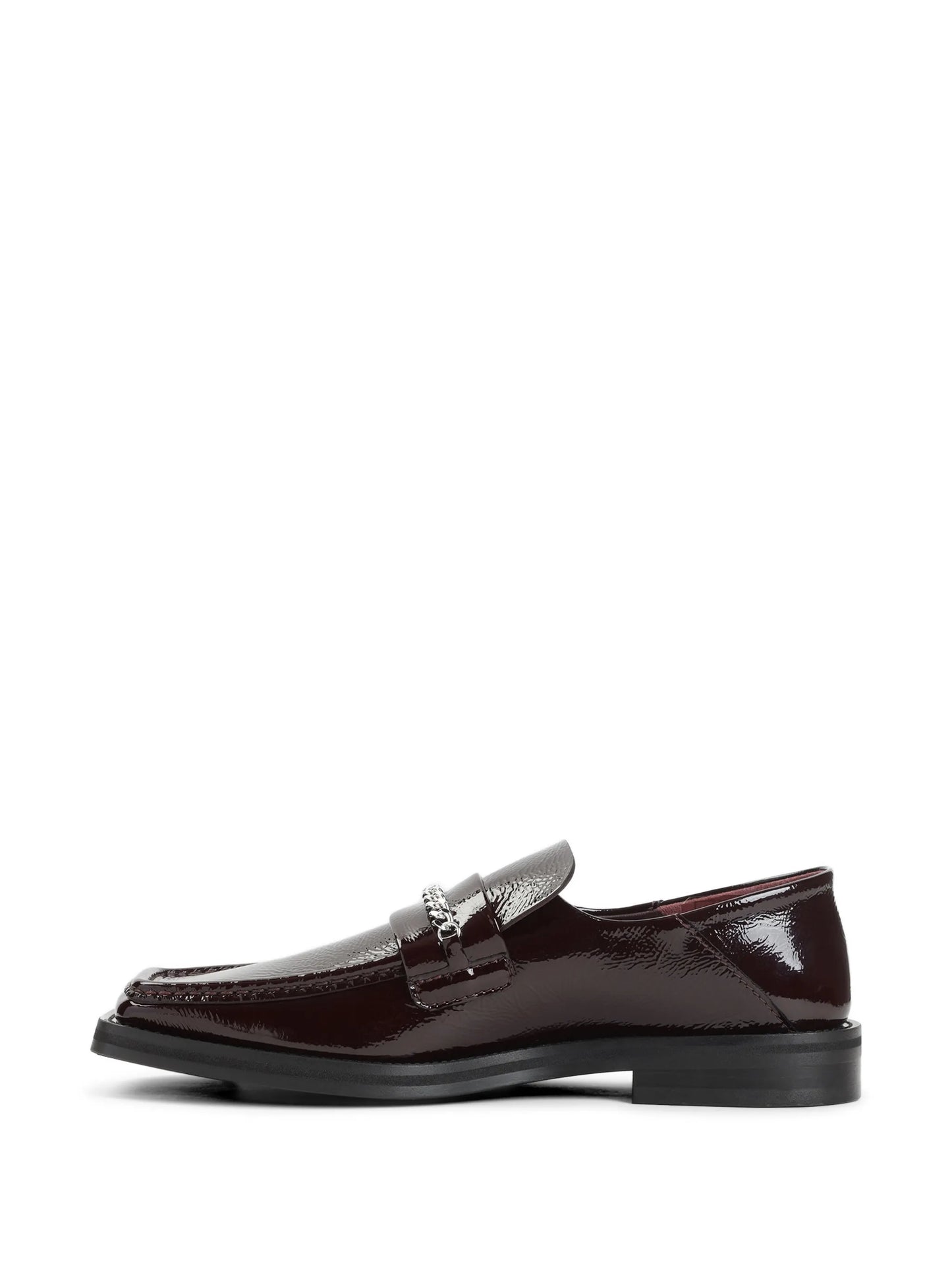 chain-link patent-leather loafers