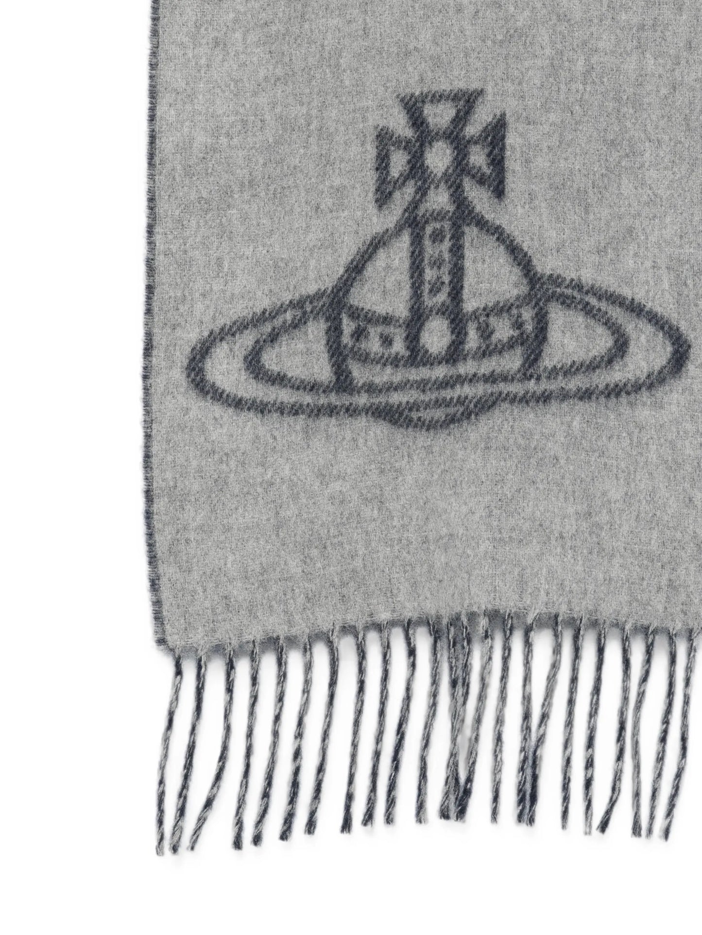Orb-logo fringed scarf