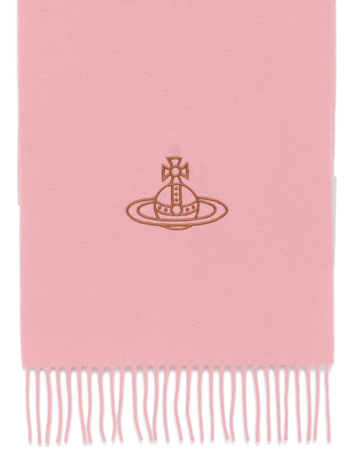 Orb-embroidered fringed scarf