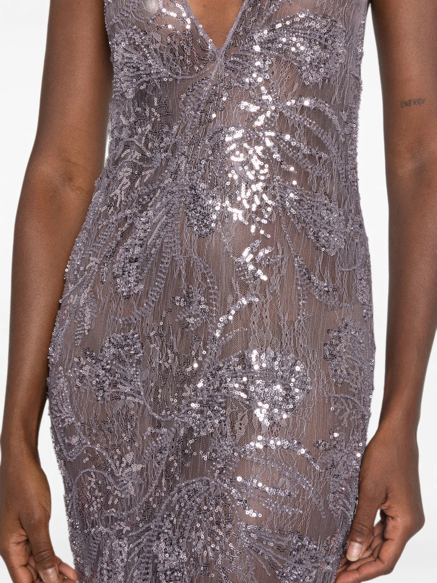 sequin-embellished V-neck maxi dress