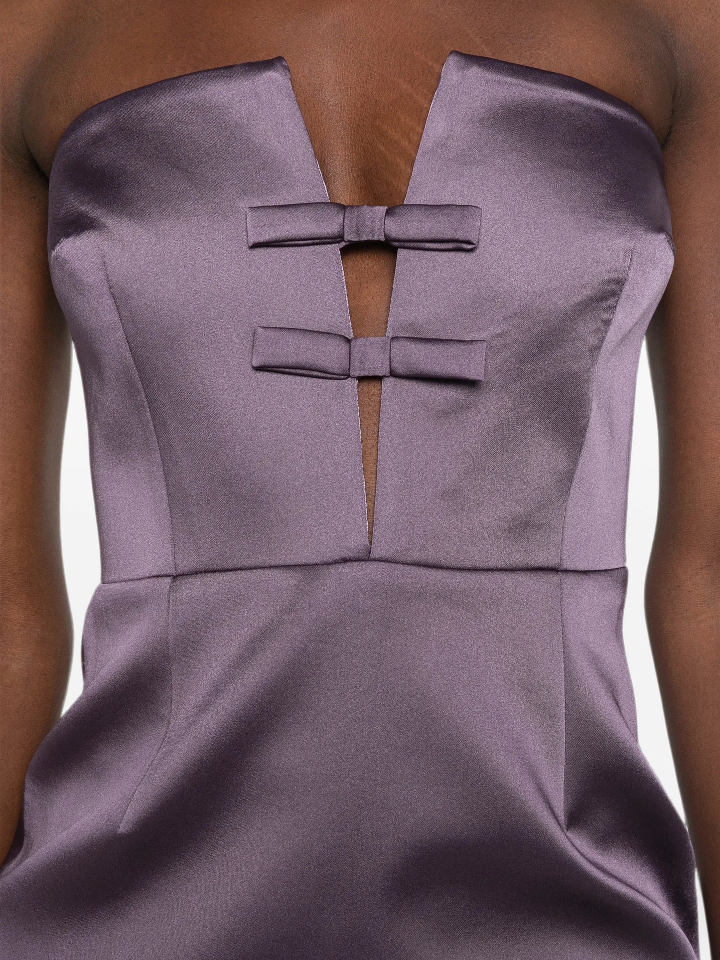 bow-detail strapless maxi dress