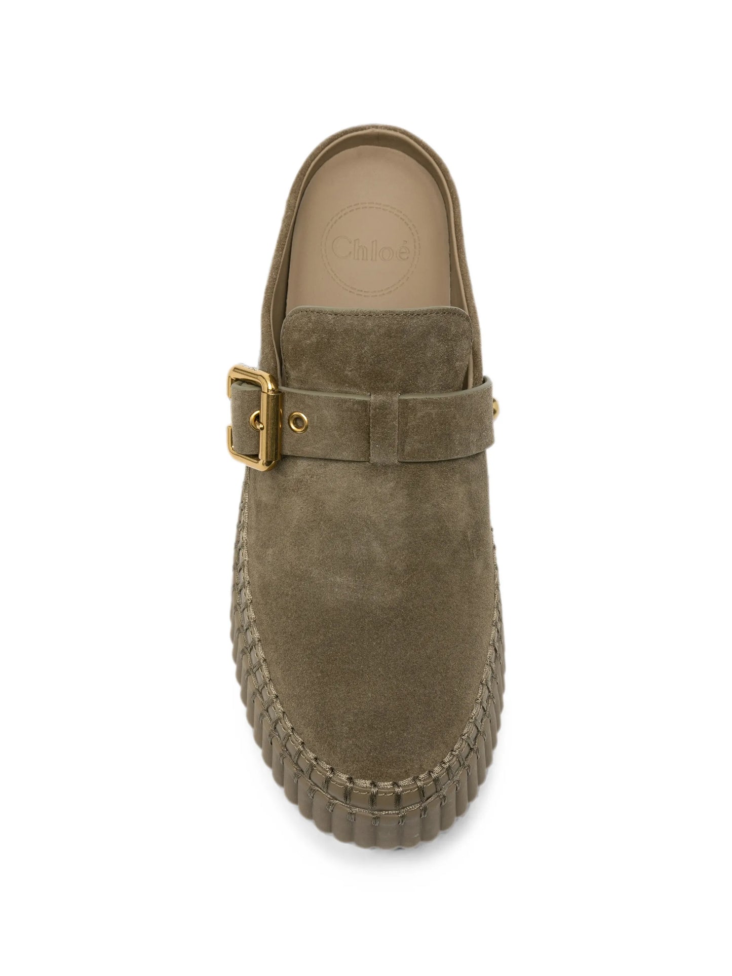 Nama buckle-fastening platform mules