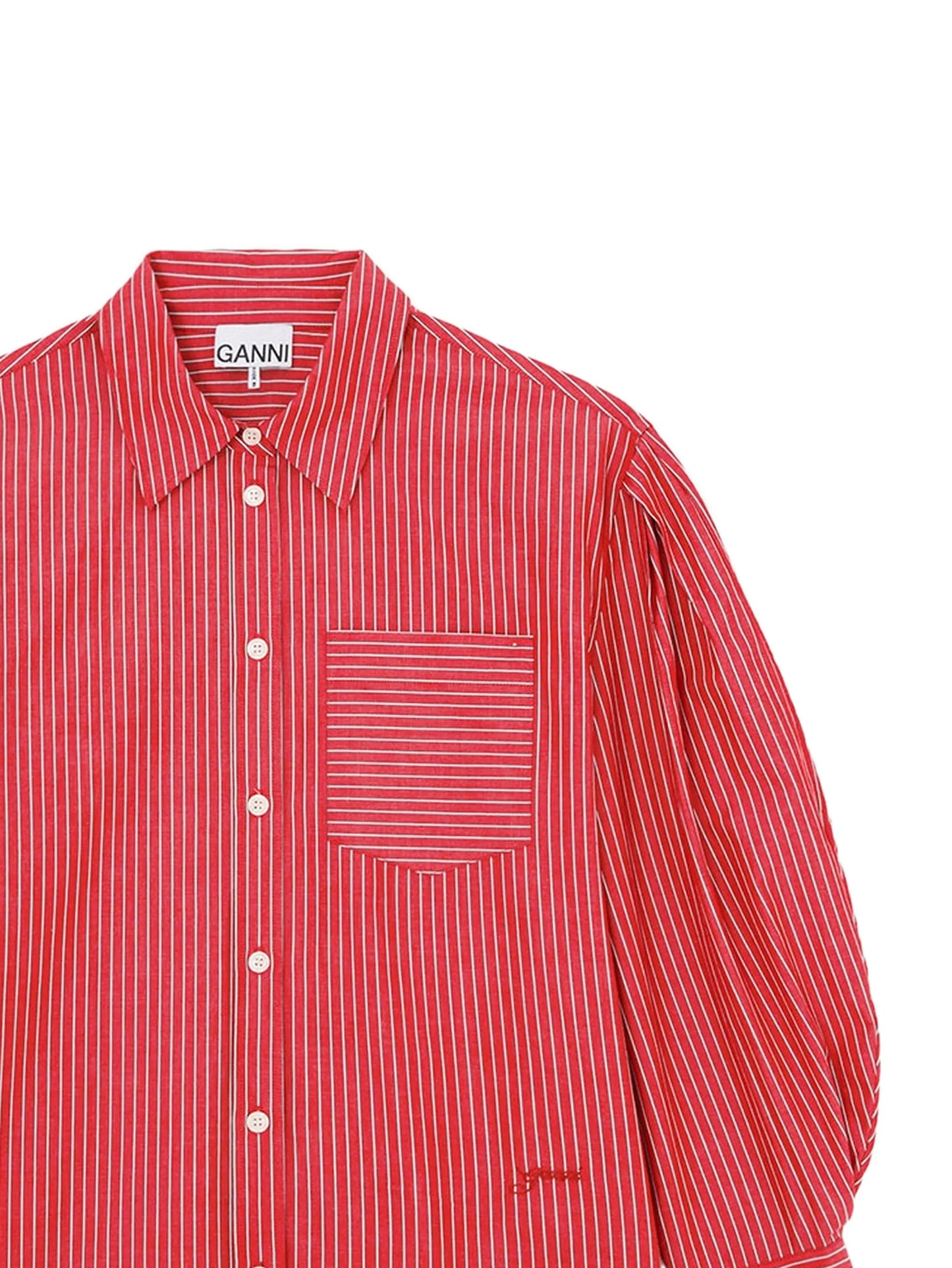 striped puff-sleeve shirt