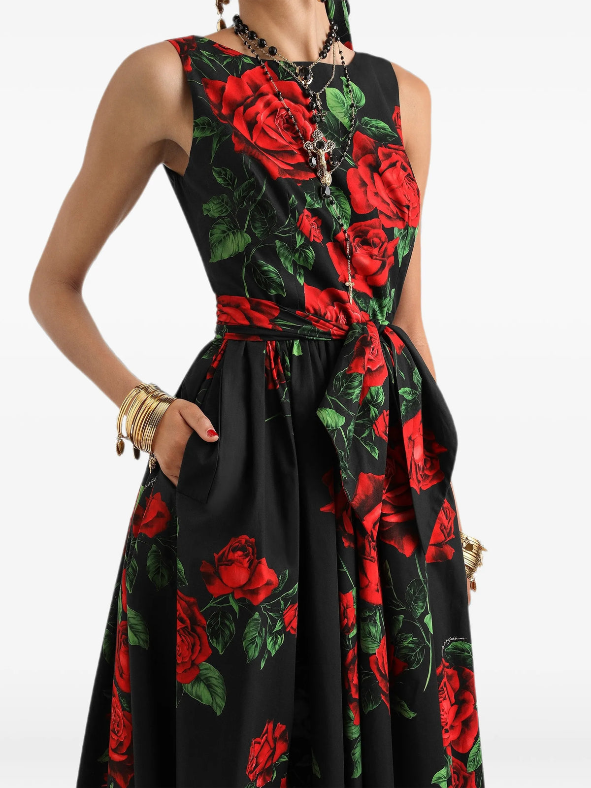 rose-print poplin dress