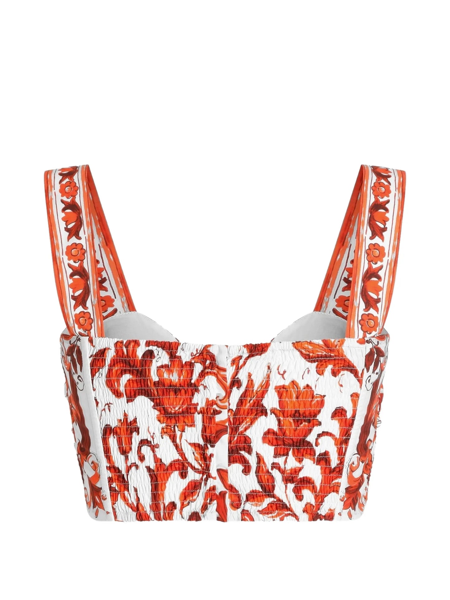 Majolica-print poplin bustier top