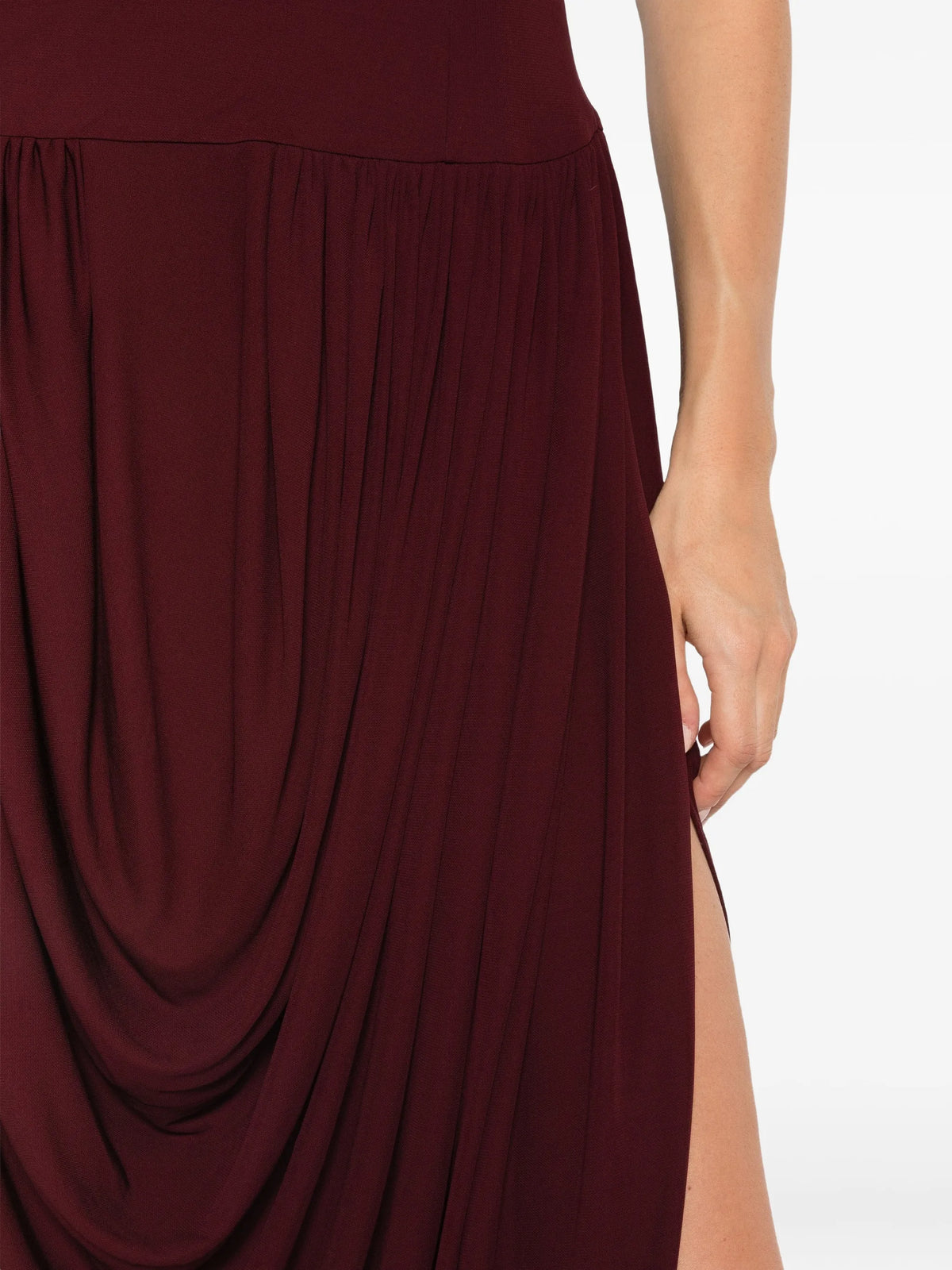 asymmetri-neck midi dress