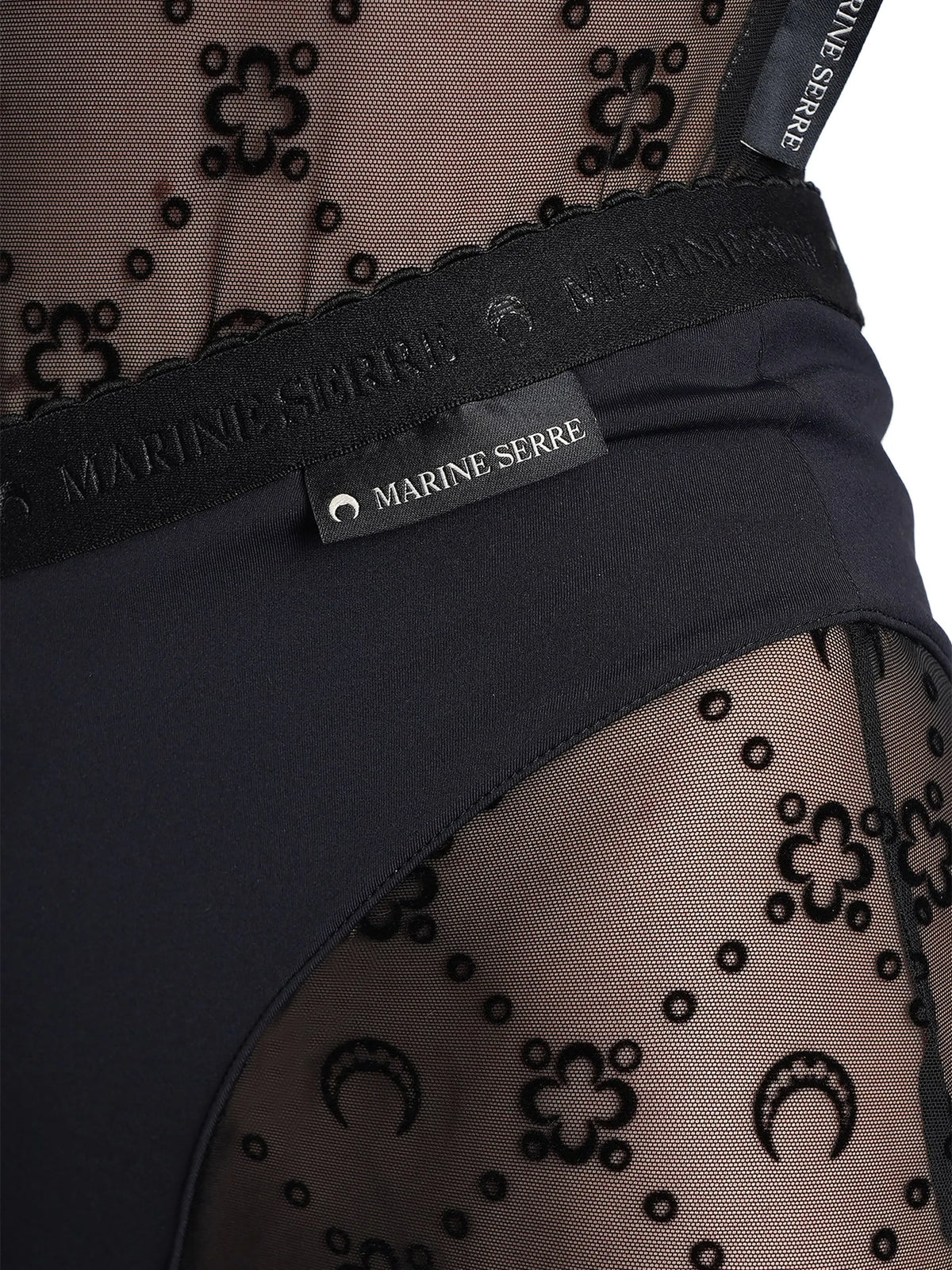 Moonogram mesh flock capris