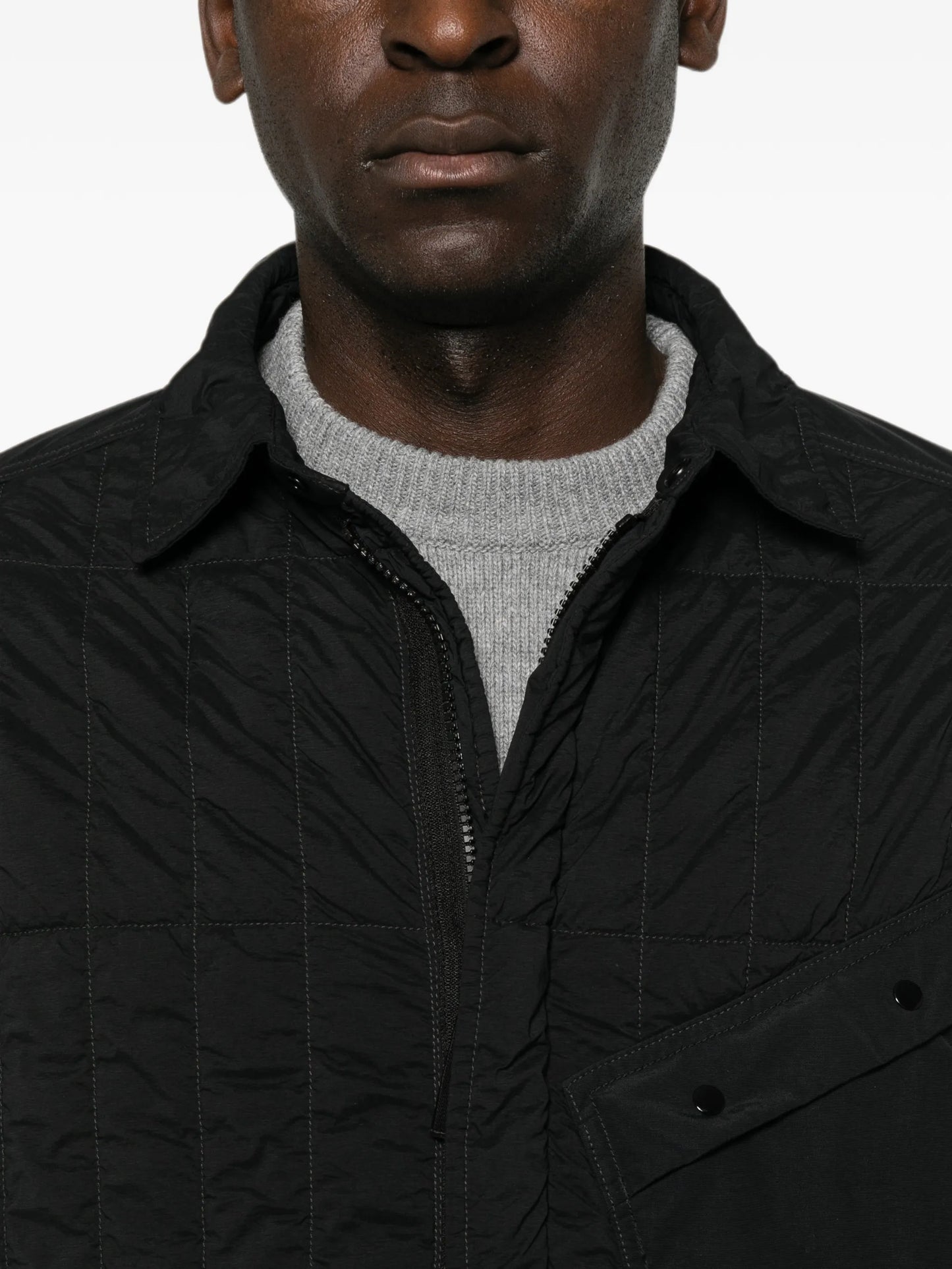 zip-fastening quilted overshirt
