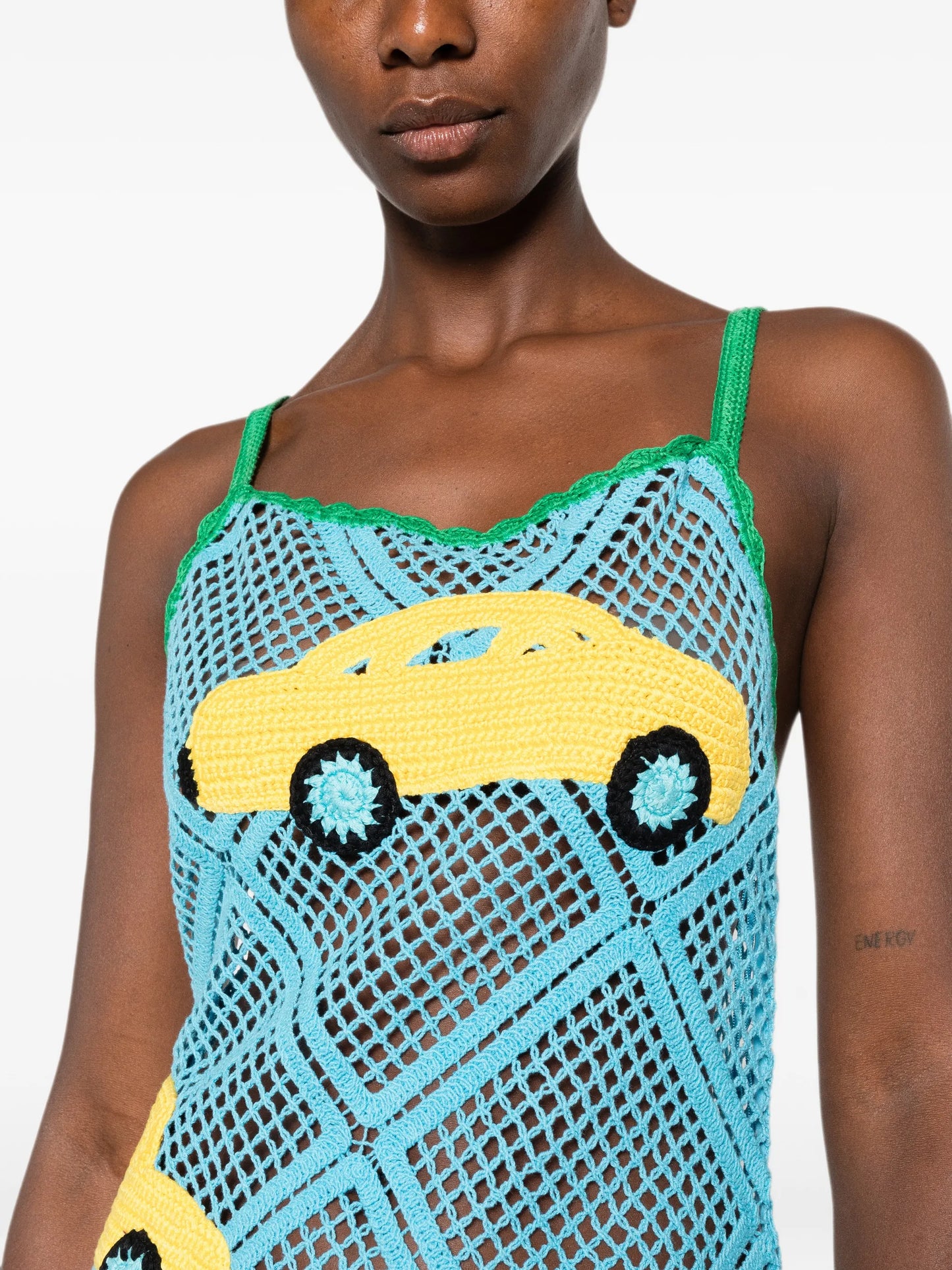 crochet car-motif midi dress