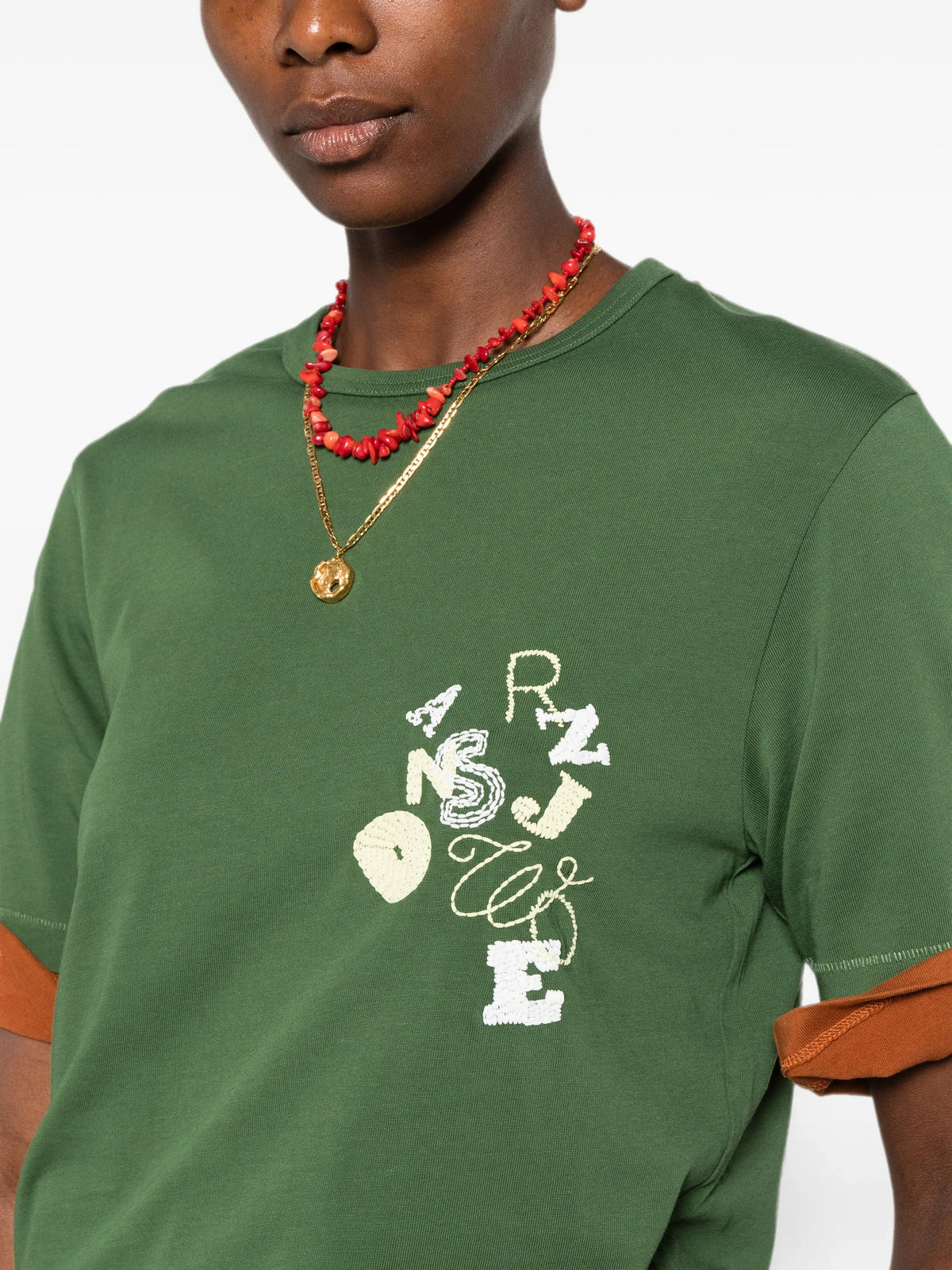 embroidered scattered-letter T-shirt