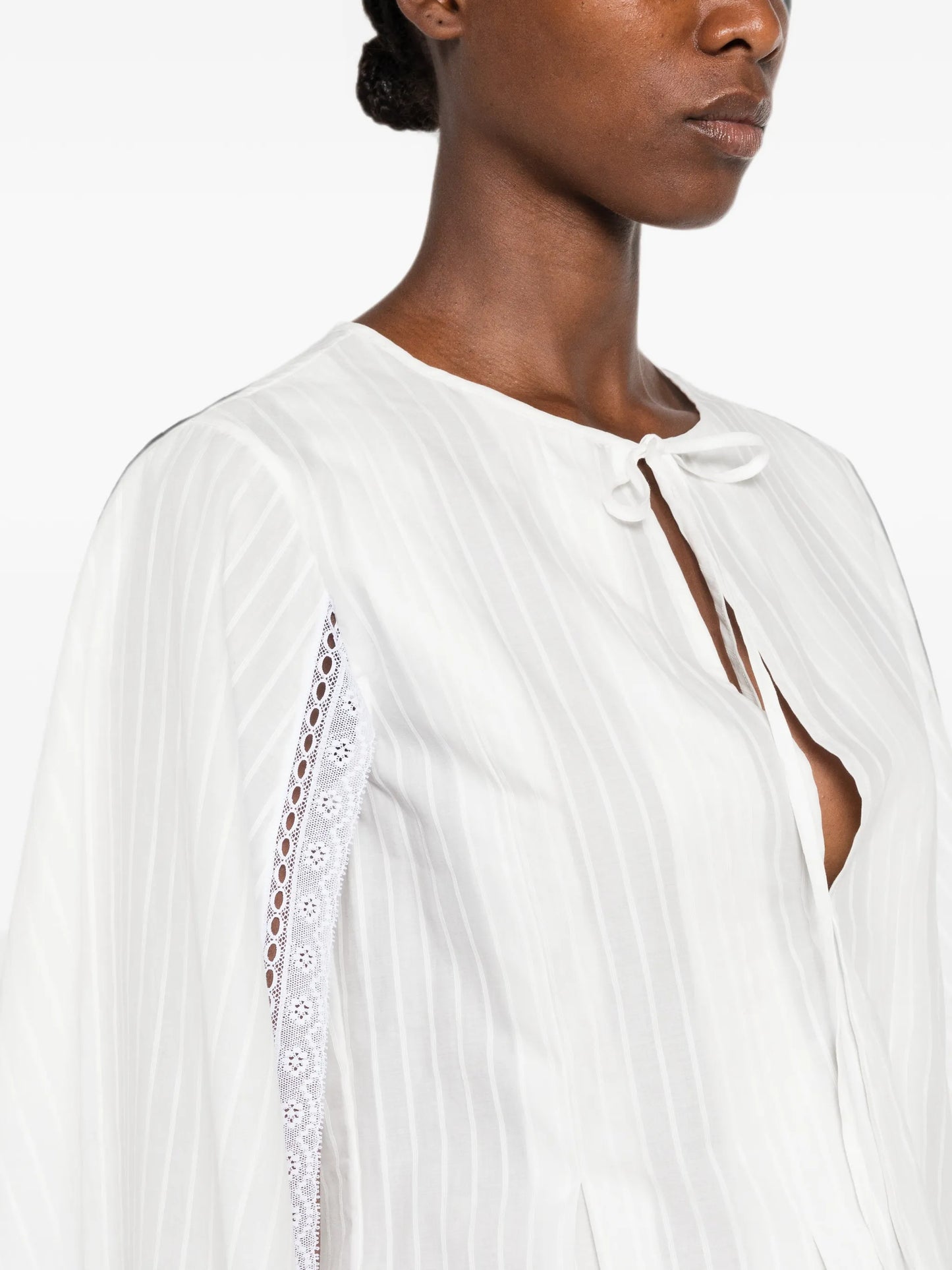 draped lace-trim top