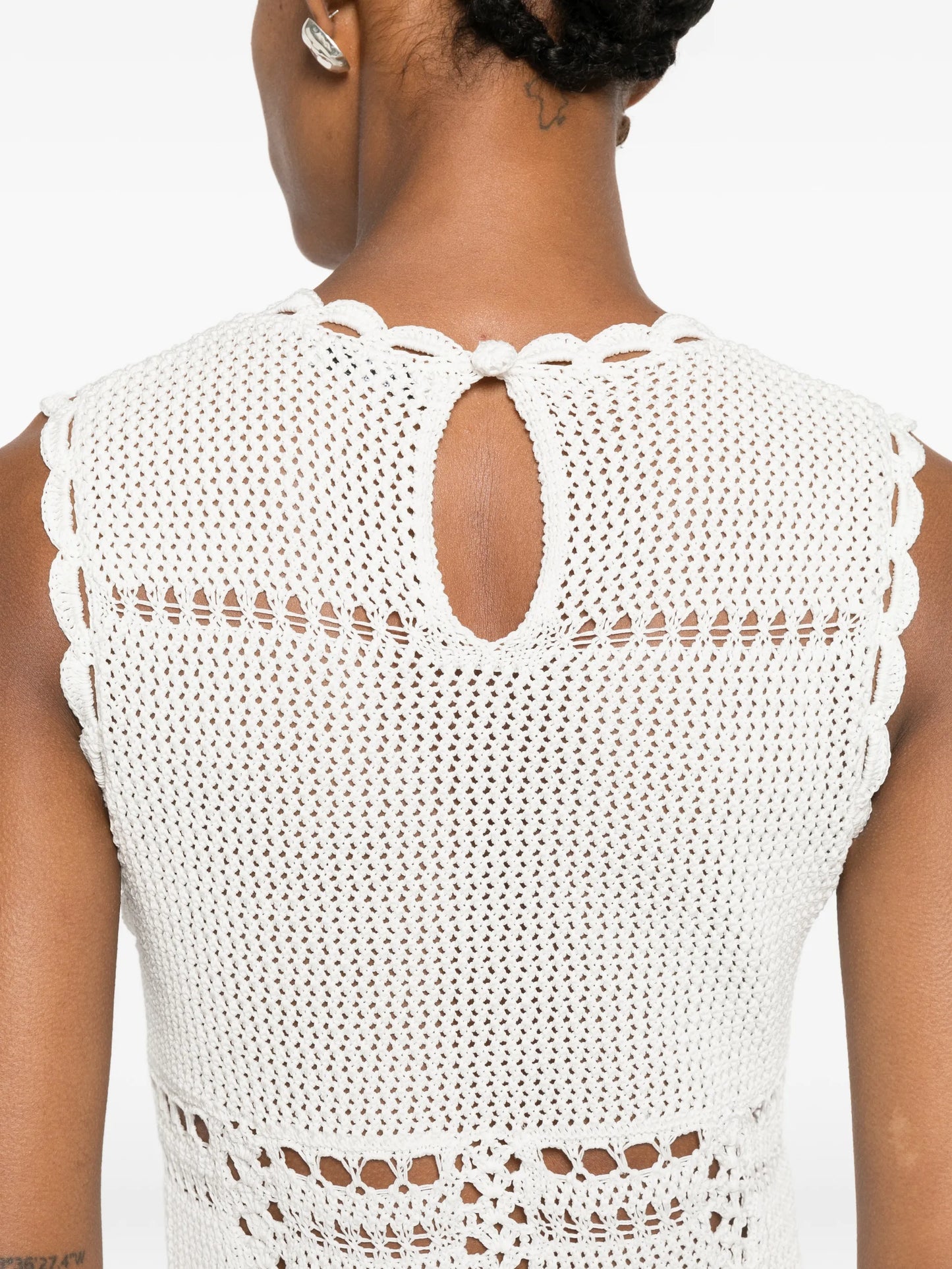 crochet-knit midi dress