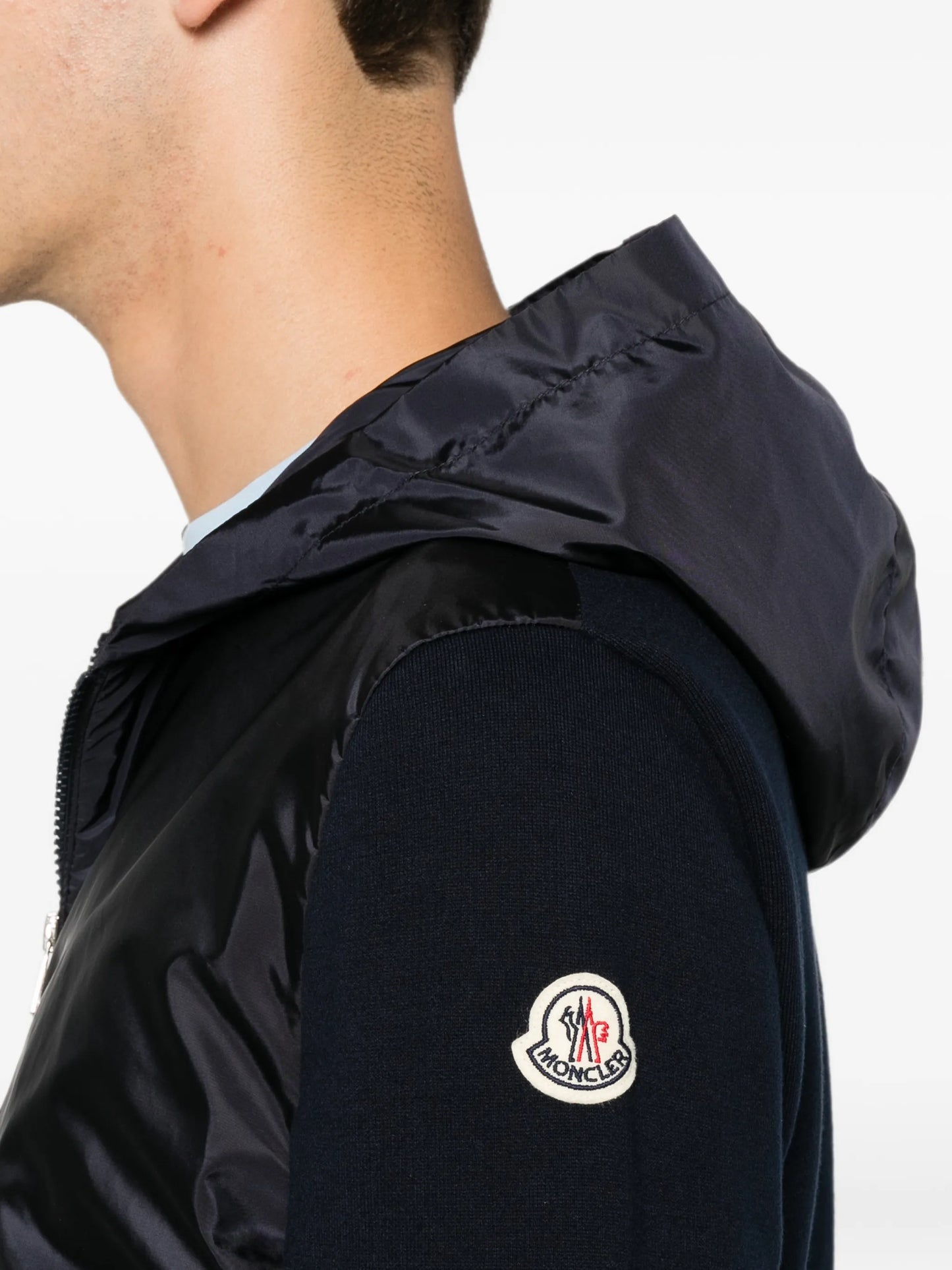 logo-patch panelled hoodie