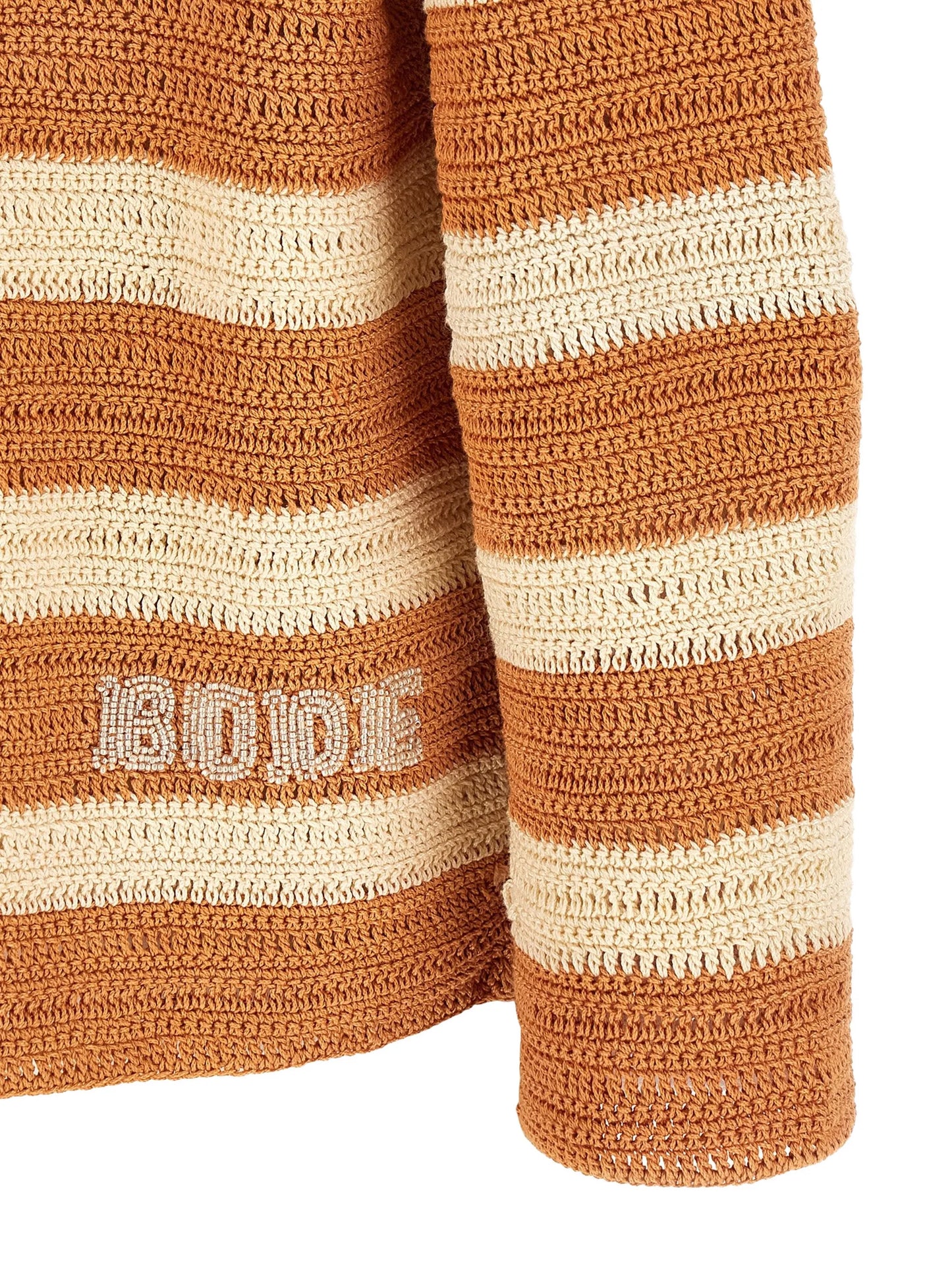 Sherbet crochet-knit striped shirt