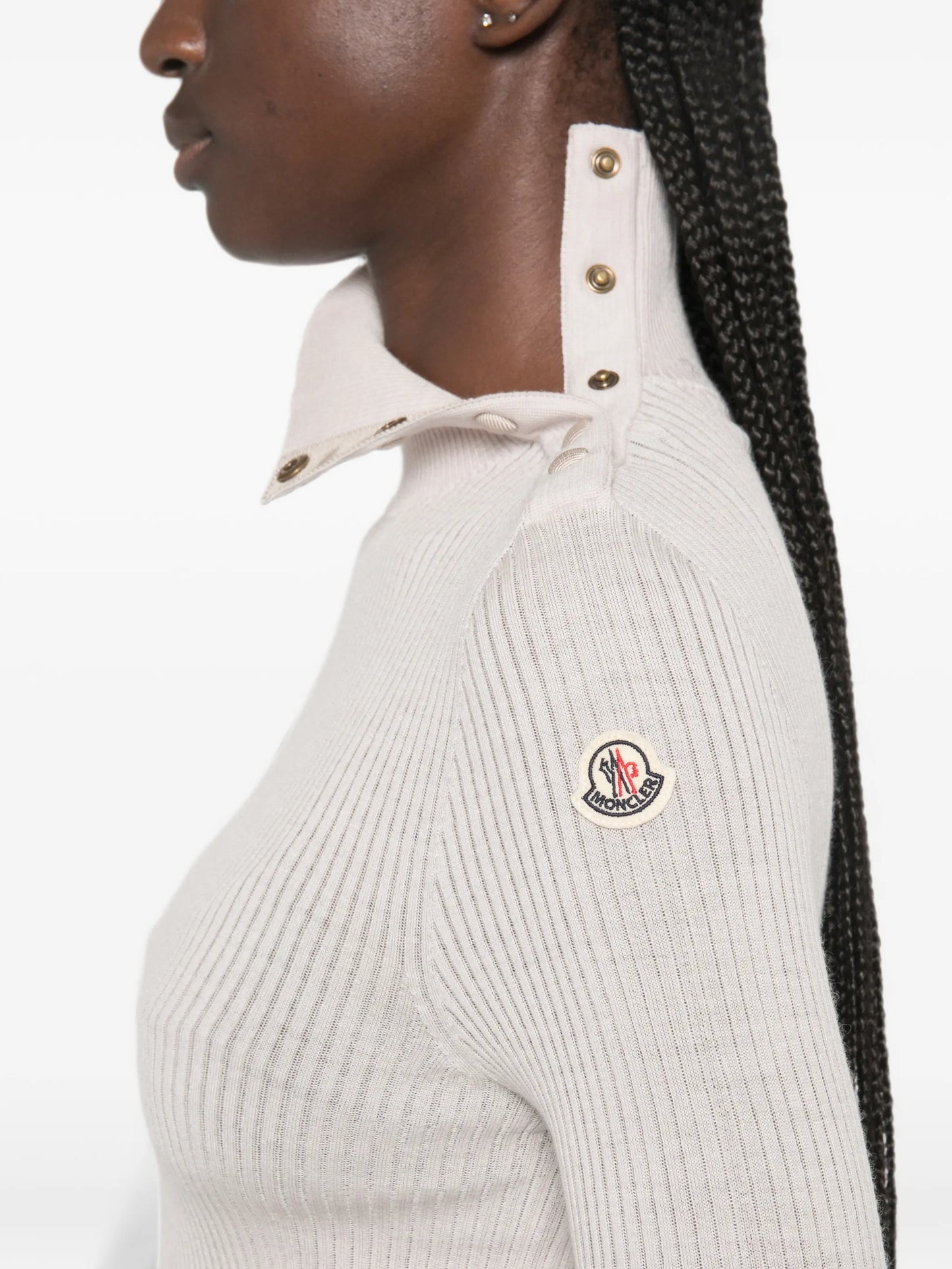 Dolcevita button-detail ribbed-knit sweater