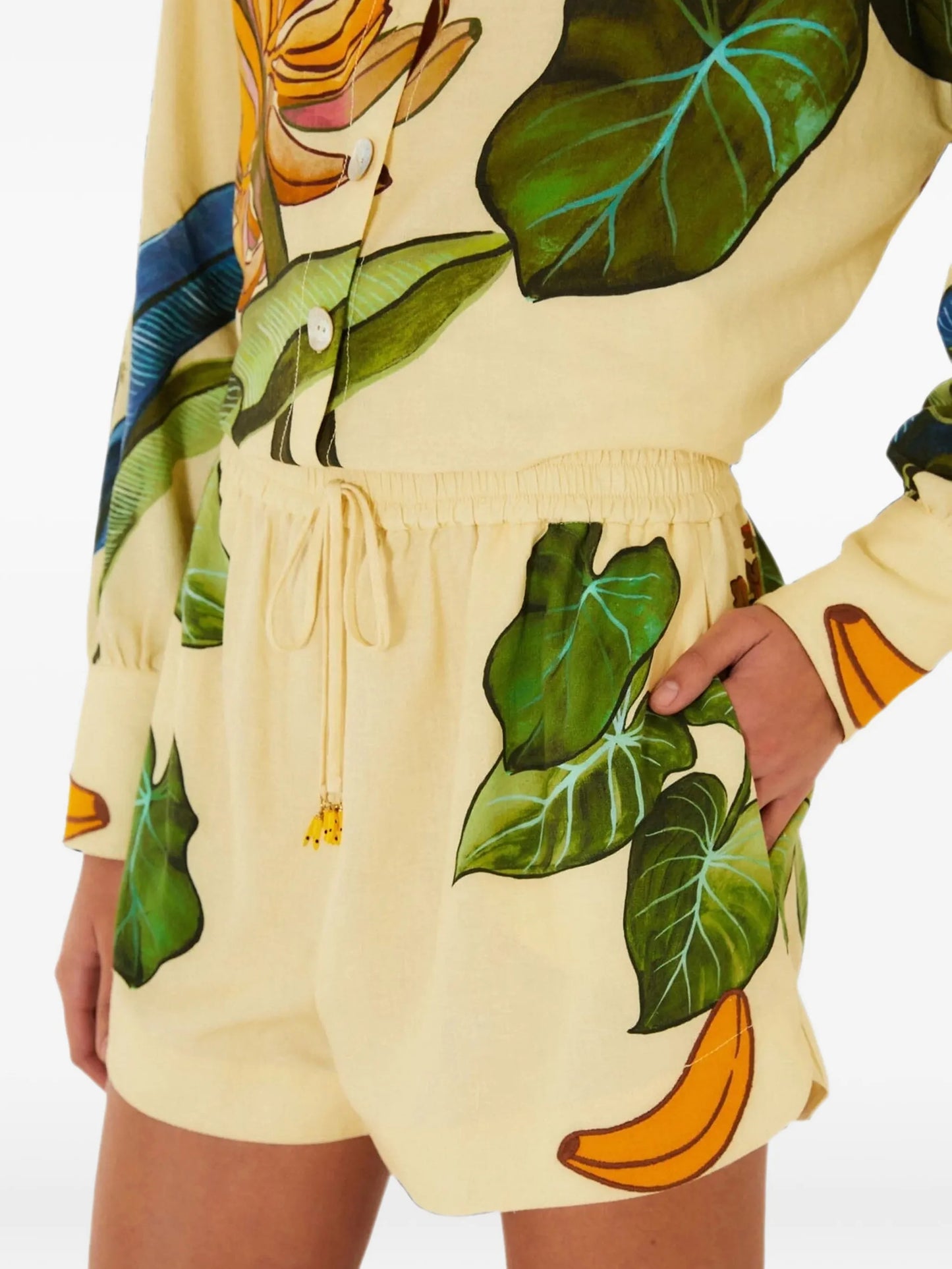 Banana Grapes tropical-print drawstring shorts