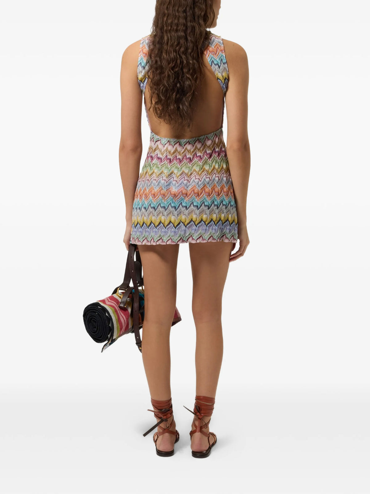 lamé mini dress with cut-out